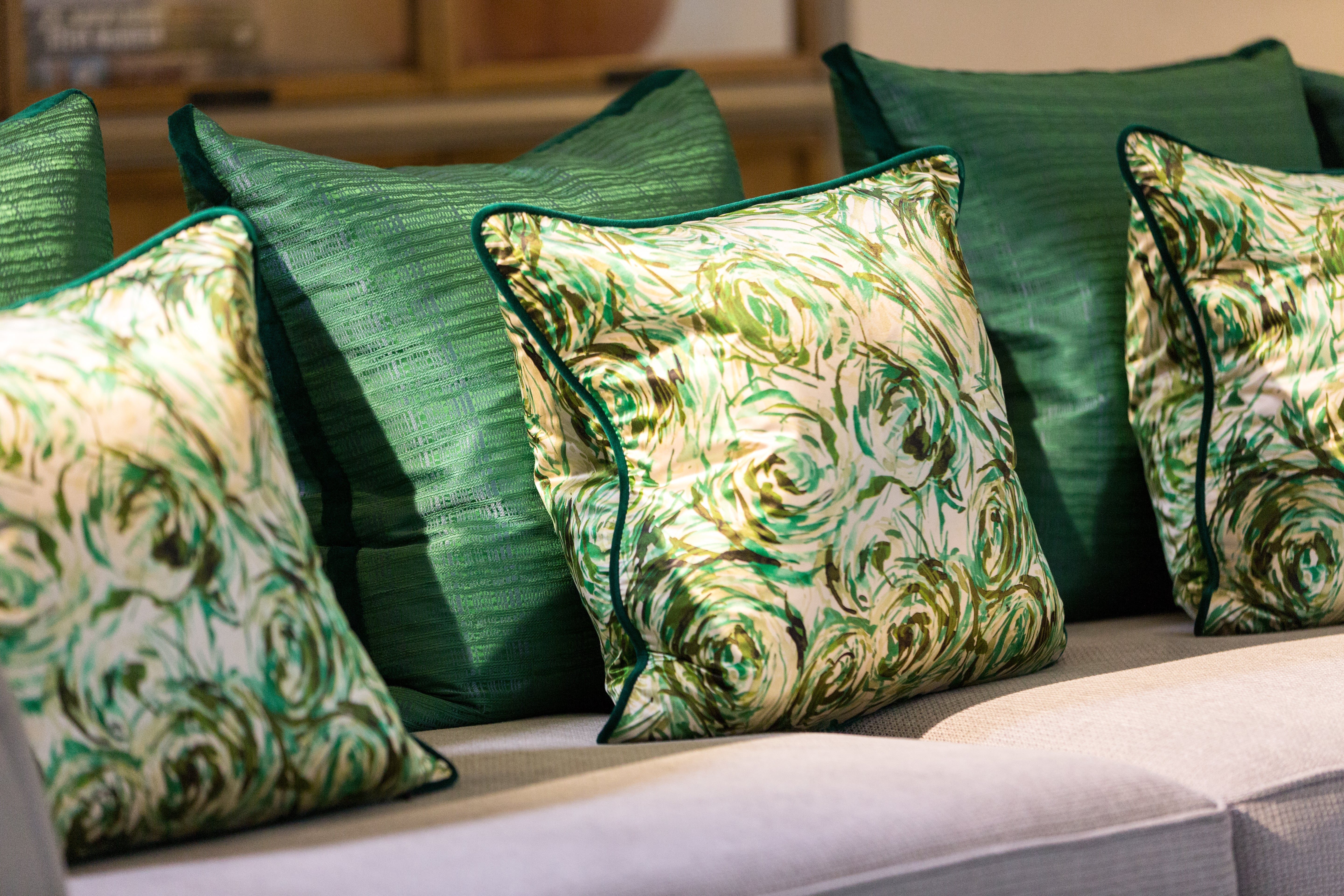 Green Patterned Luxury Designer Cushions
