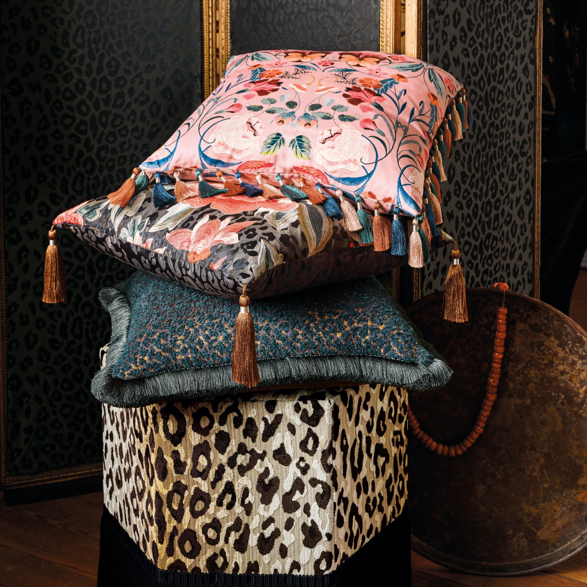 Bonita Cushion Chateau Rose - Temperley London | Luxury Cushion | Designer Cushion