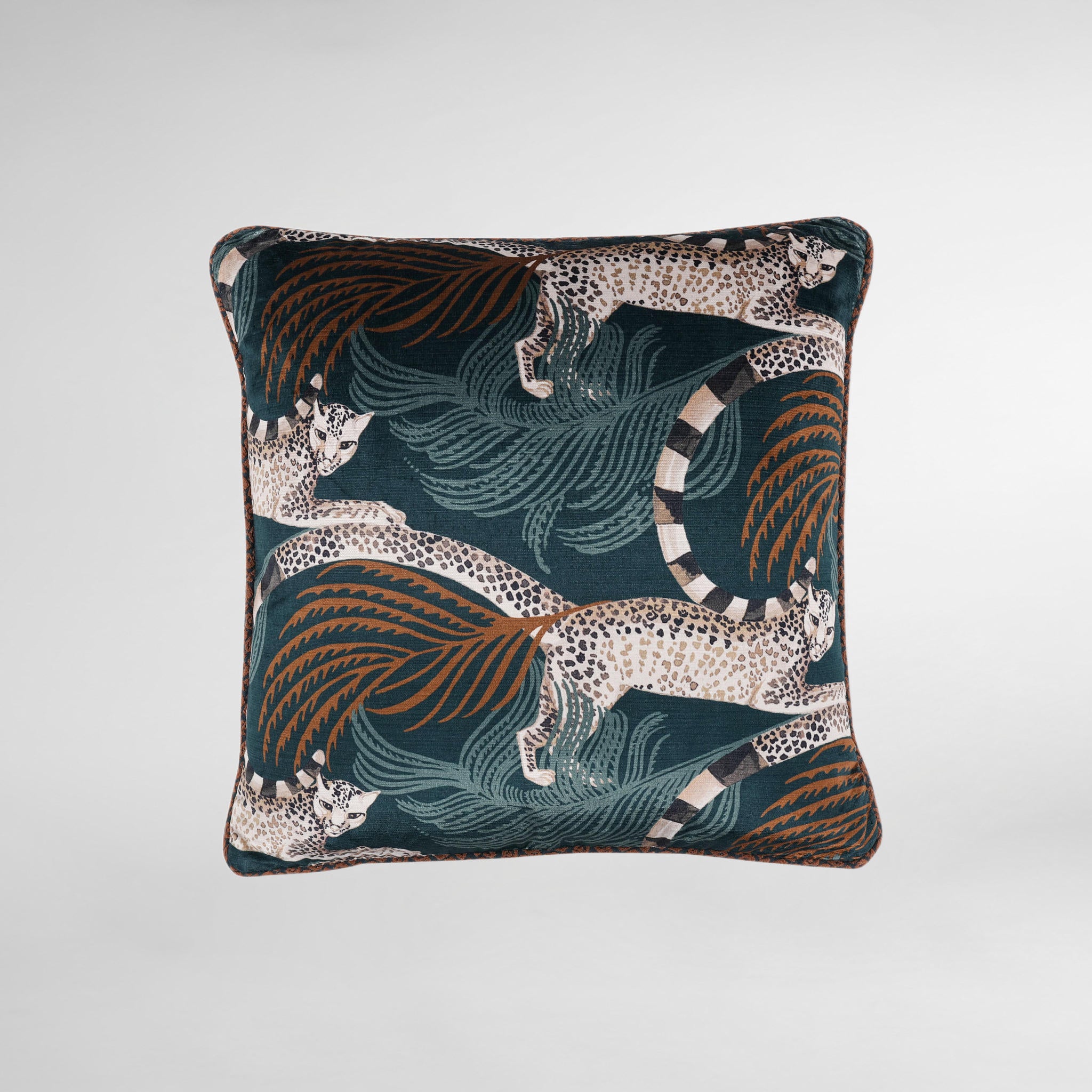 Delilah Velvet Tuscan Teal Luxury Designer Cushion - Temperley London