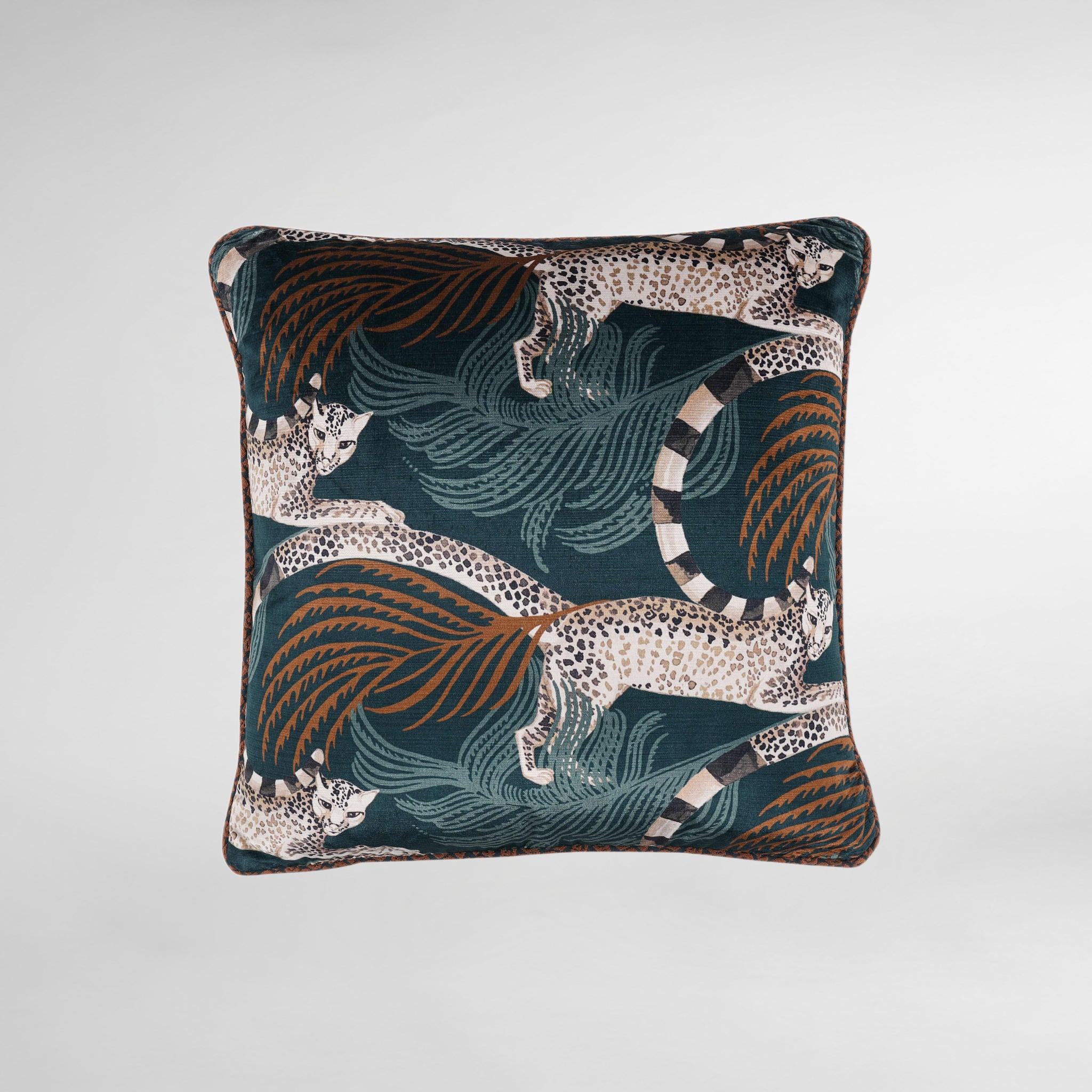 Delilah Velvet Tuscan Teal Luxury Designer Cushion - Temperley London