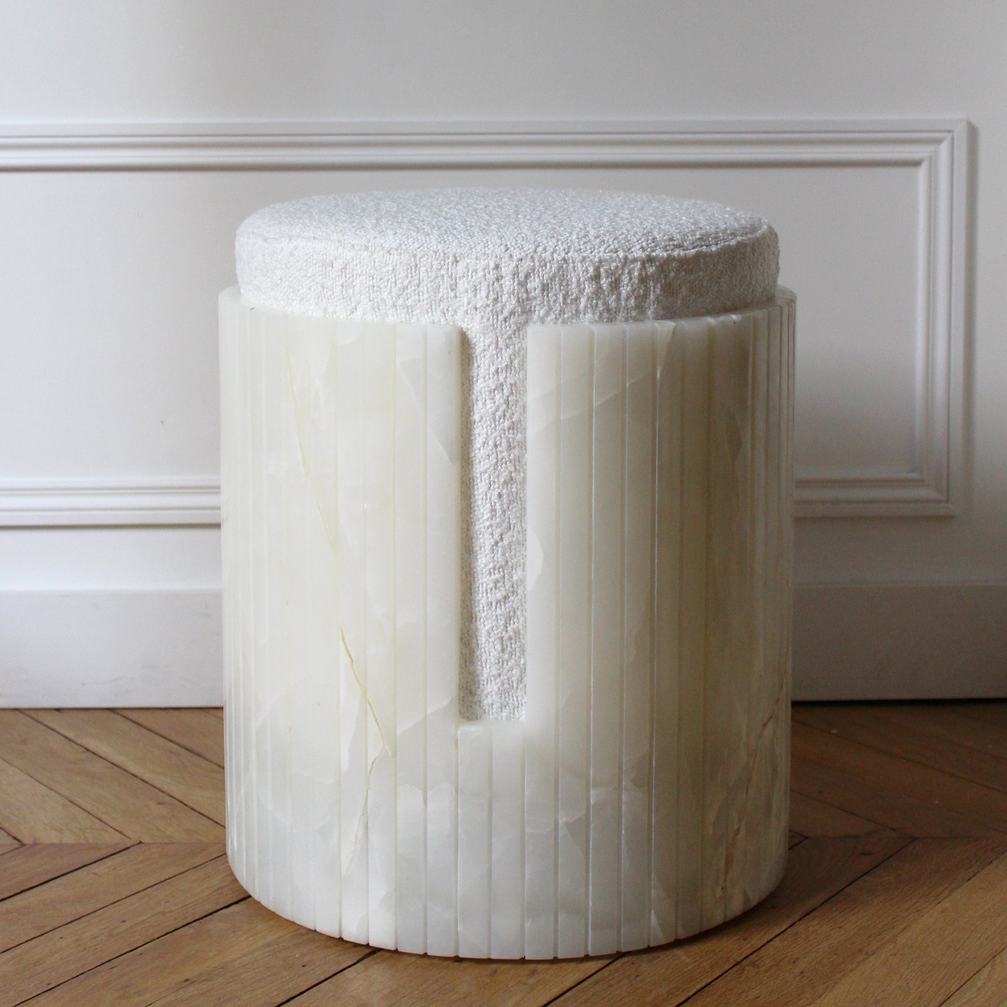 Dolce White Luxury Designer Onyx Stool