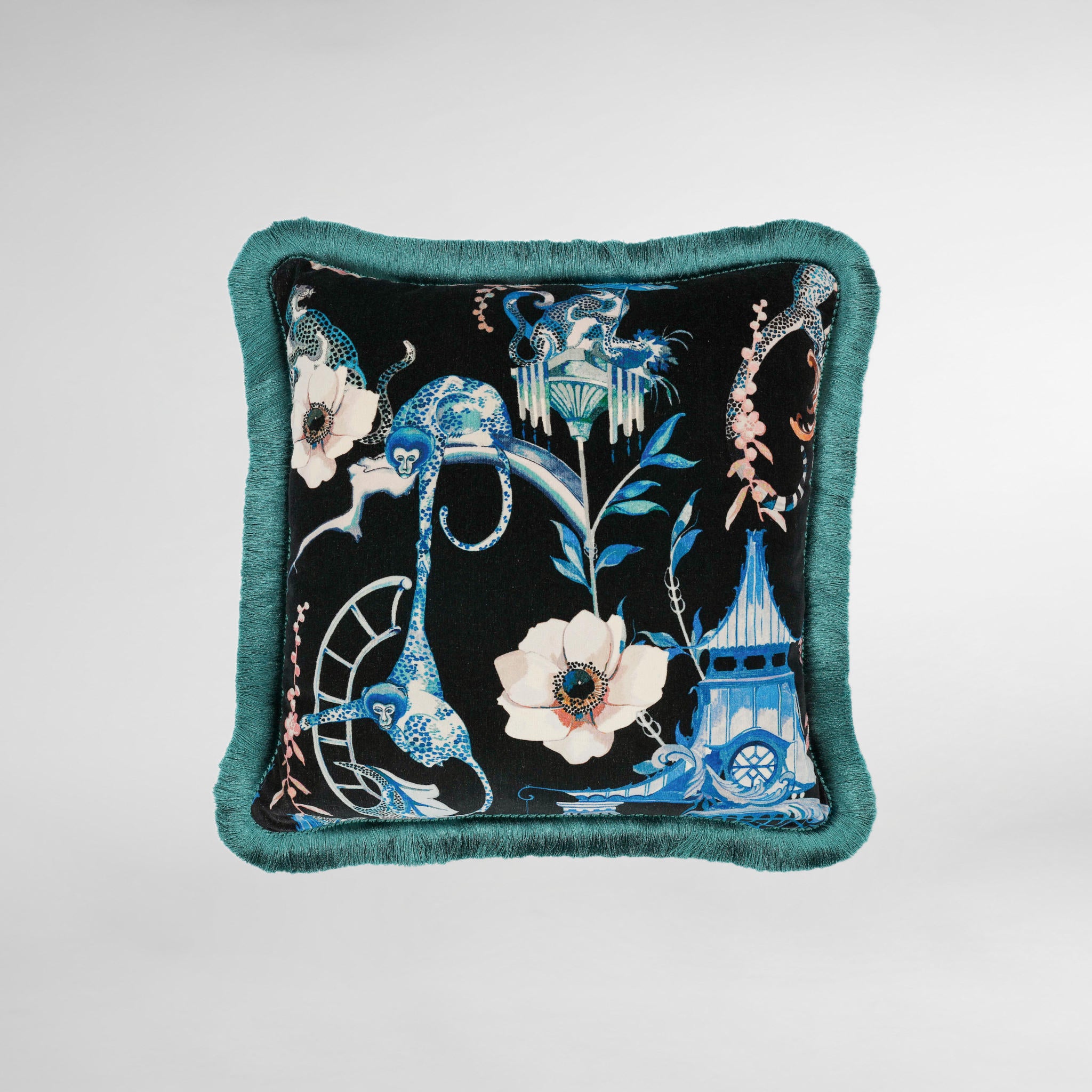 Euphoria Velvet Cobalt Luxury Designer Cushion - Temperley London