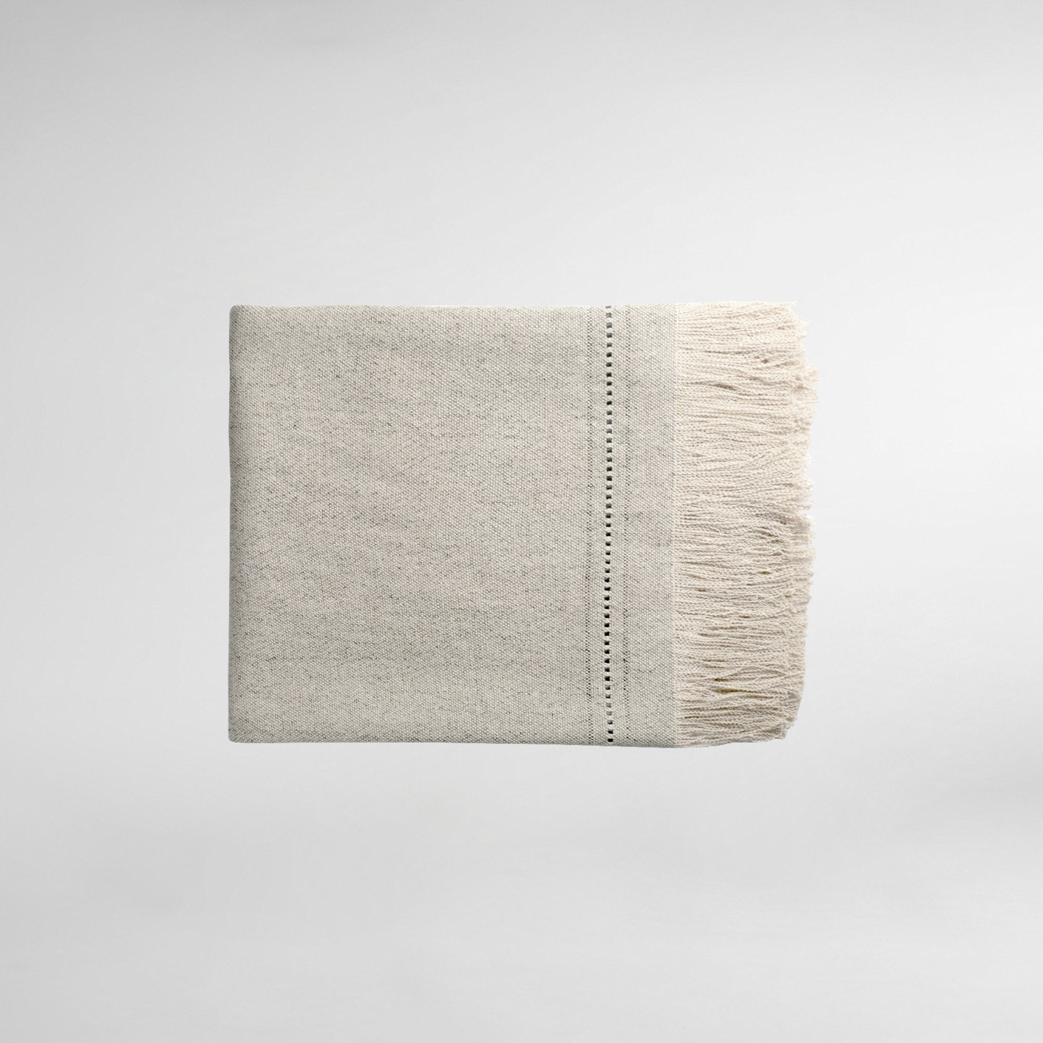 Fox Linen Luxury Throw with Fringe and Leather Detail - Dawn