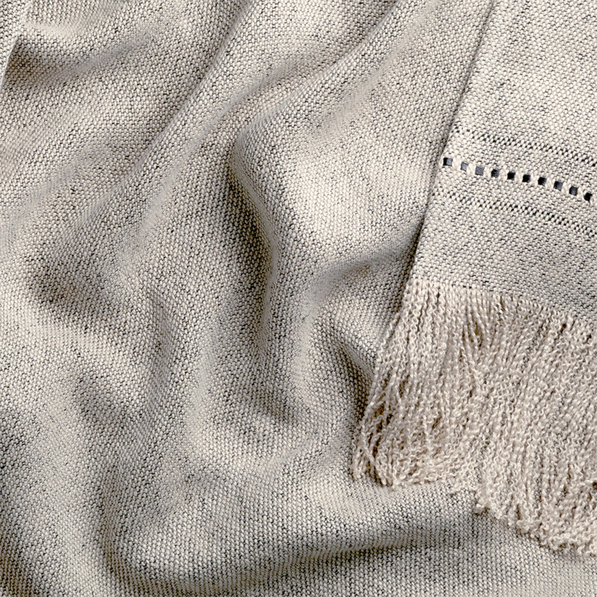 Fox Linen Luxury Throw with Fringe and Leather Detail - Dawn
