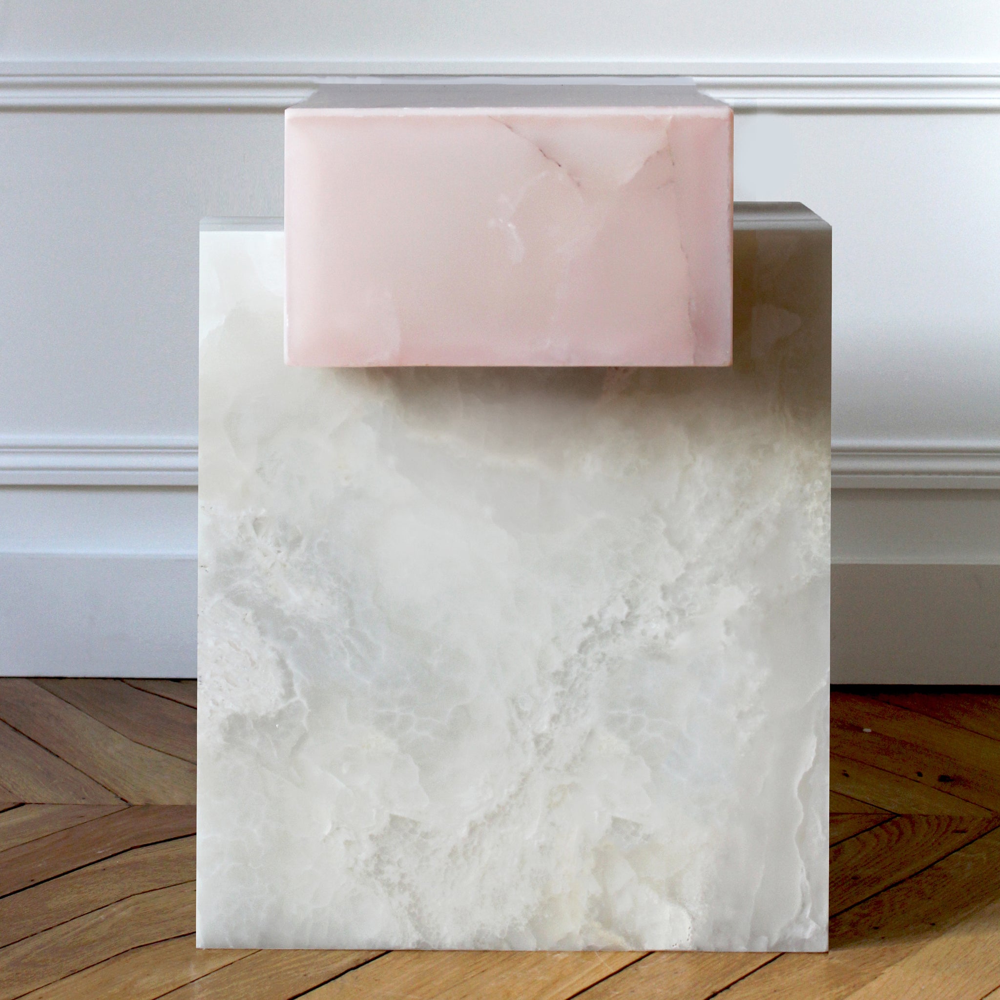 Gaia White And Pink Onyx Luxury Designer Table
