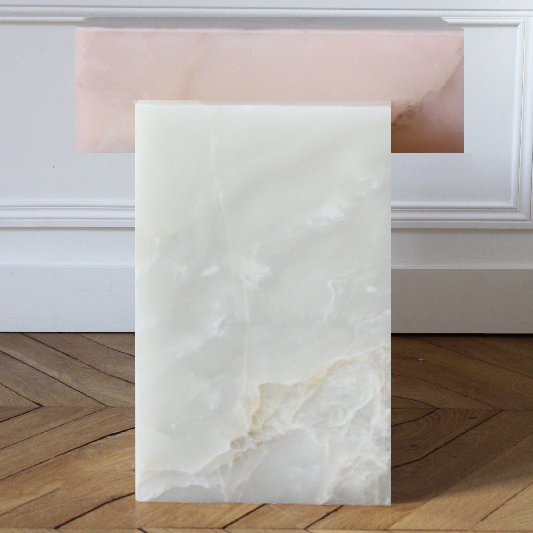 Gaia White And Pink Onyx Luxury Designer Table