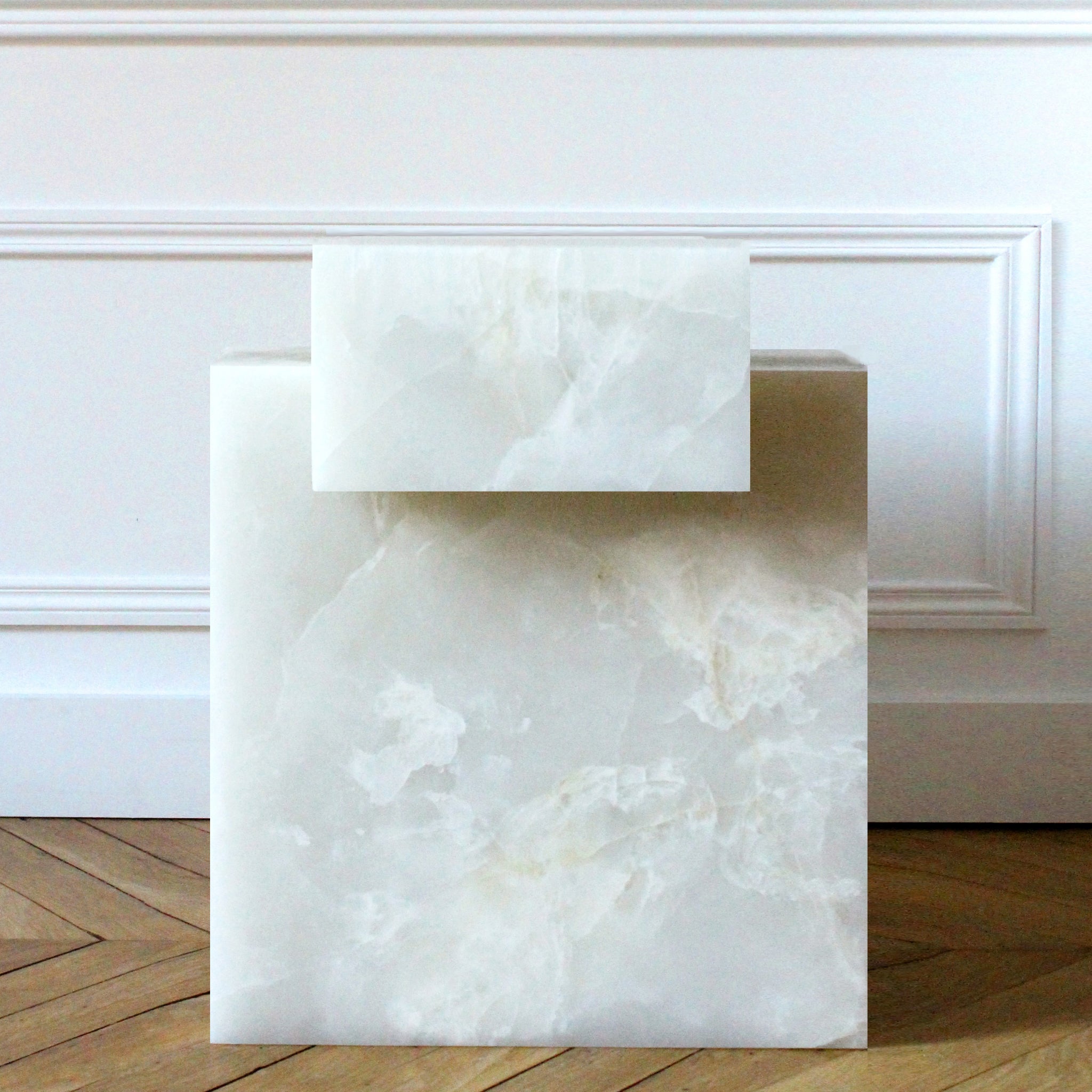 Gaia White Luxury Designer Onyx Table