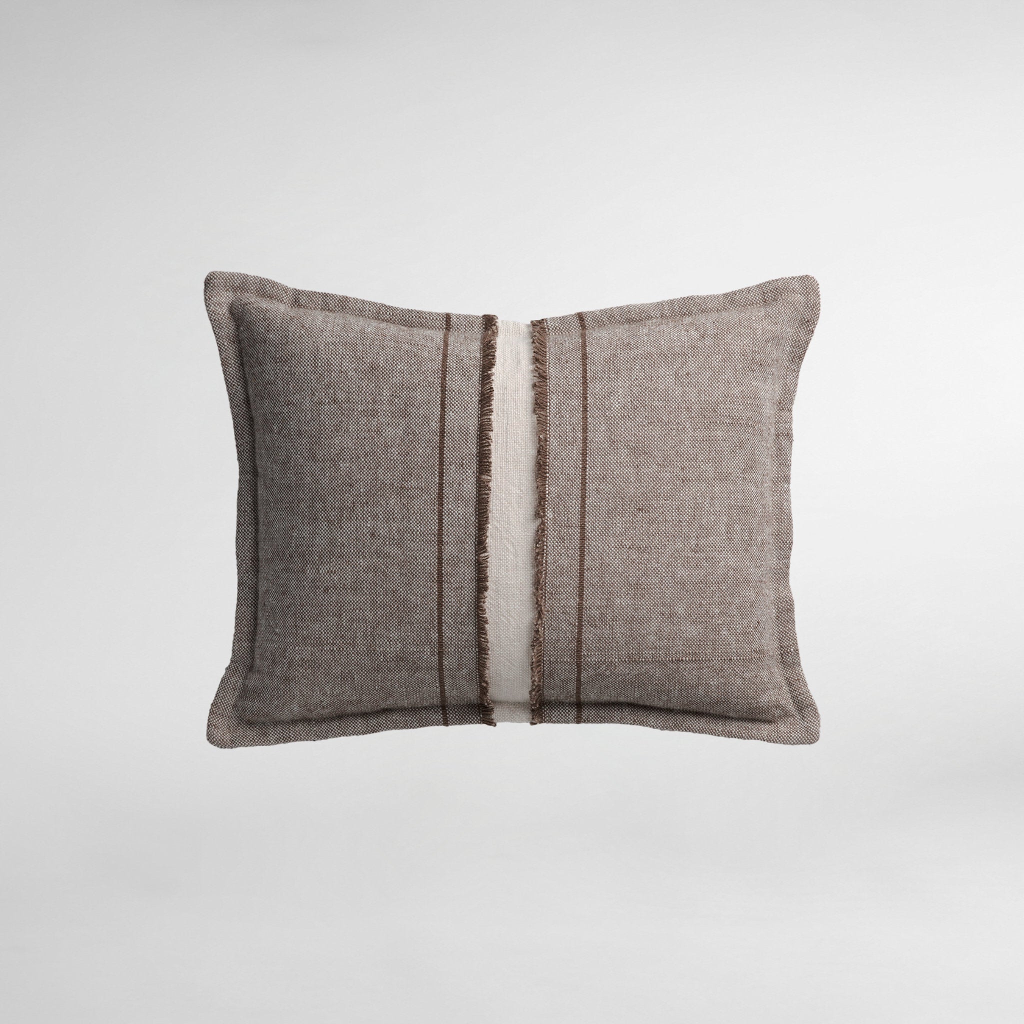 Haiku Luxury Designer Cushion with Fringe Detail - Bark