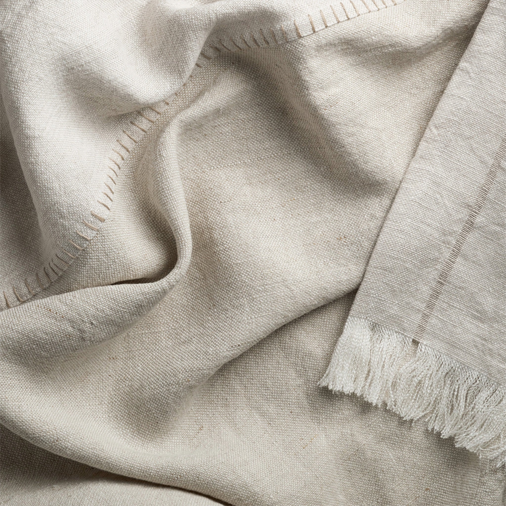 Haiku Panel Luxury Linen Throw - Husk/Paper