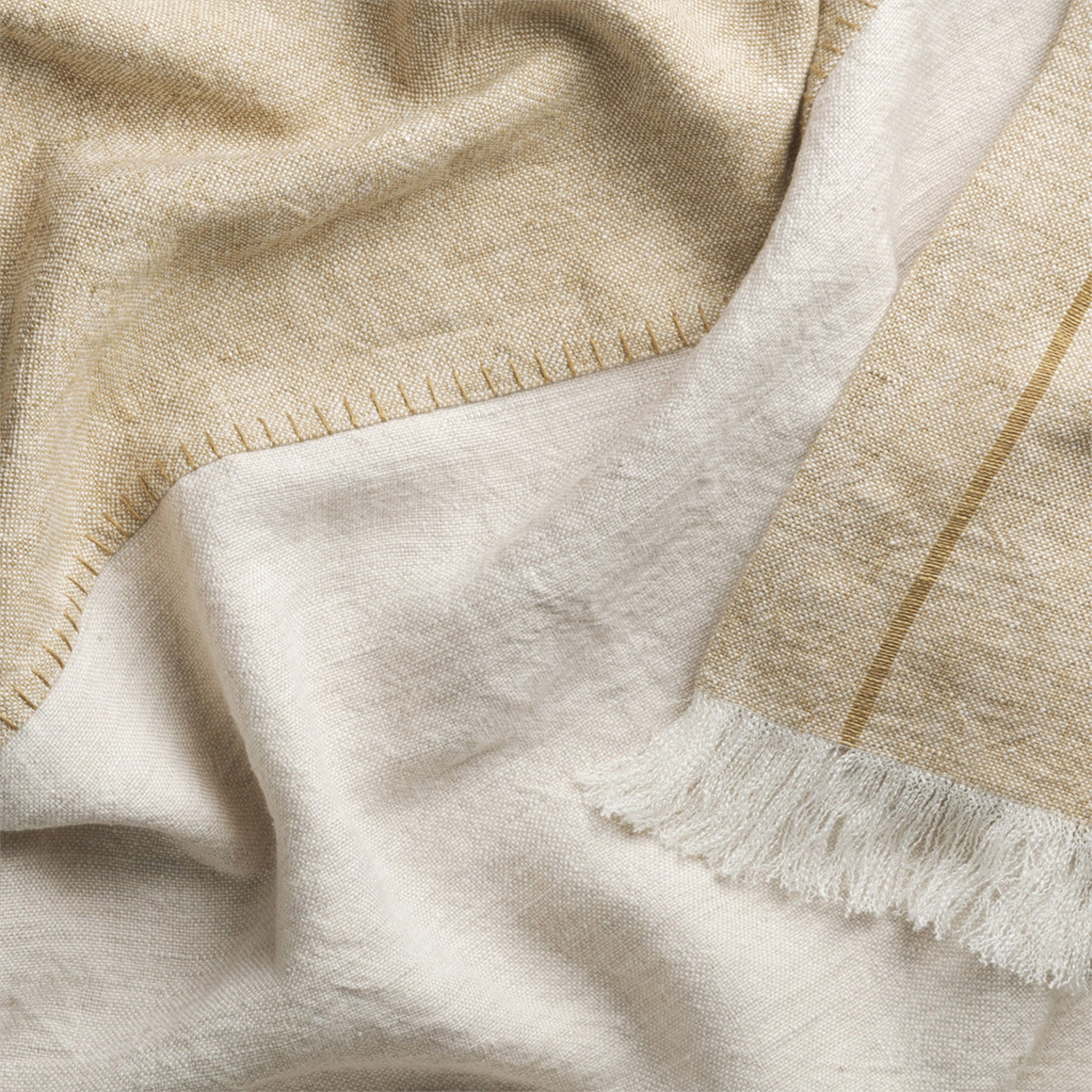 Haiku Panel Luxury Linen Throw - Straw/Paper