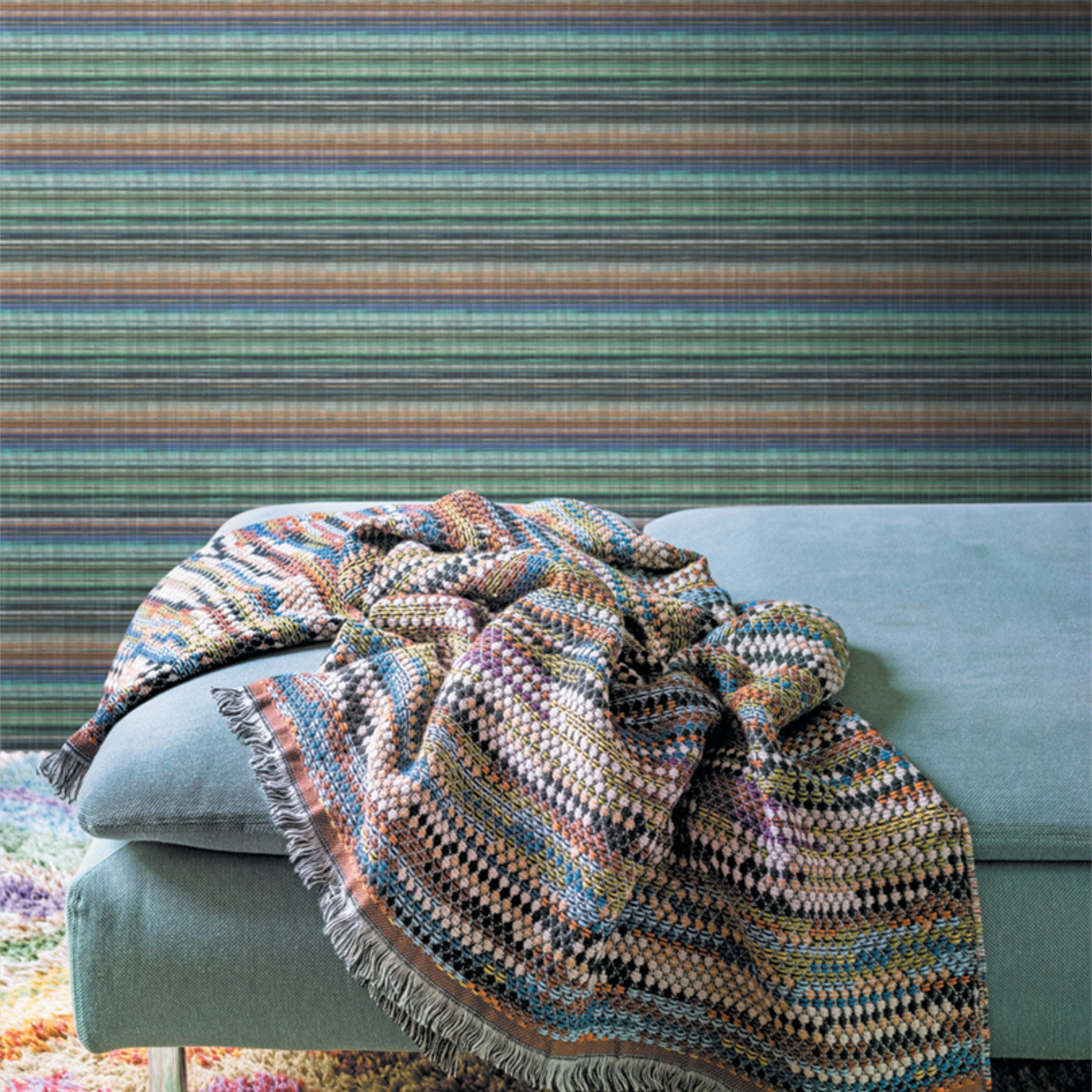 Riga Multicolore Orizzontale Luxury Designer Wallpaper by Missoni