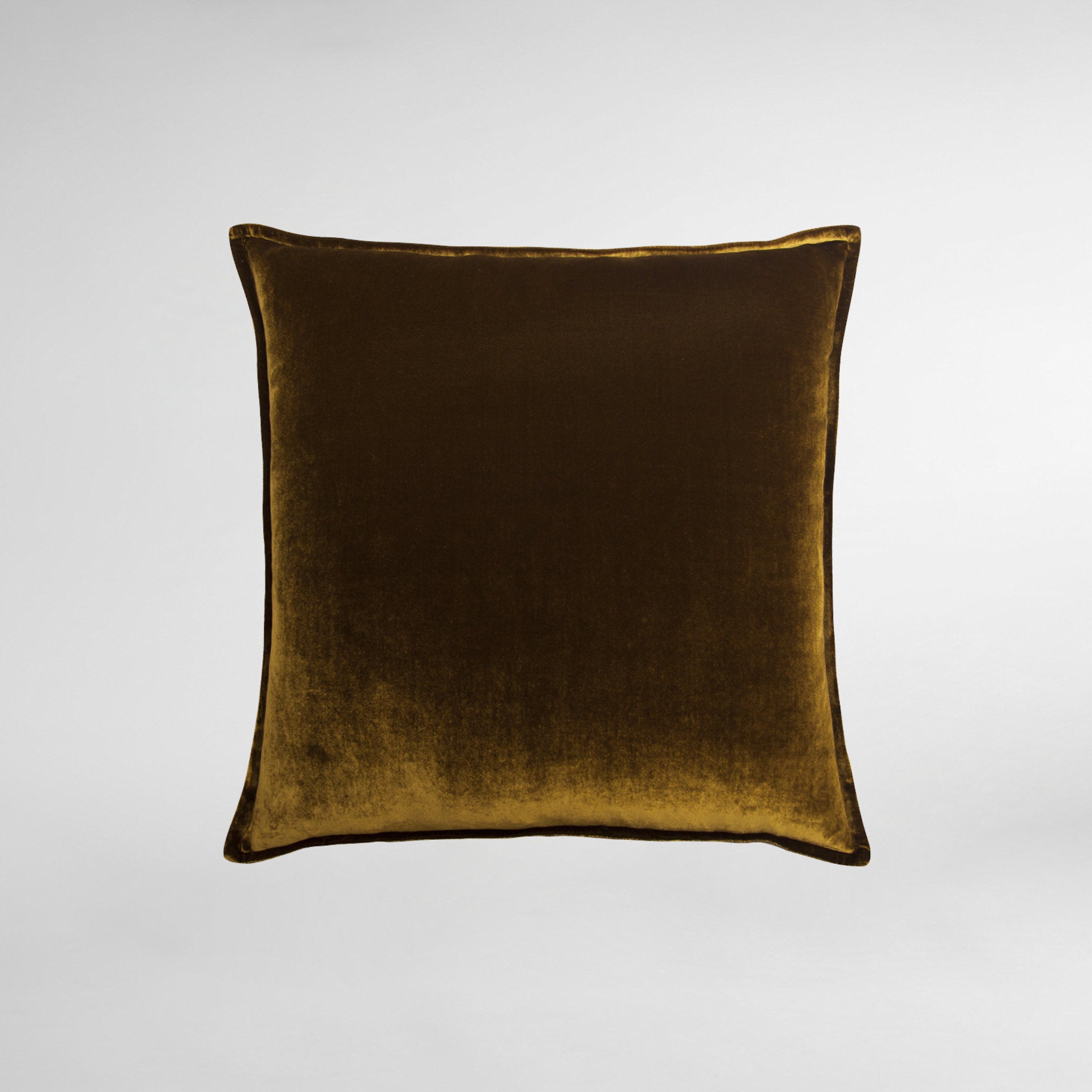 Silk Velvet and Linen Flange Luxury Designer Cushion - Gold