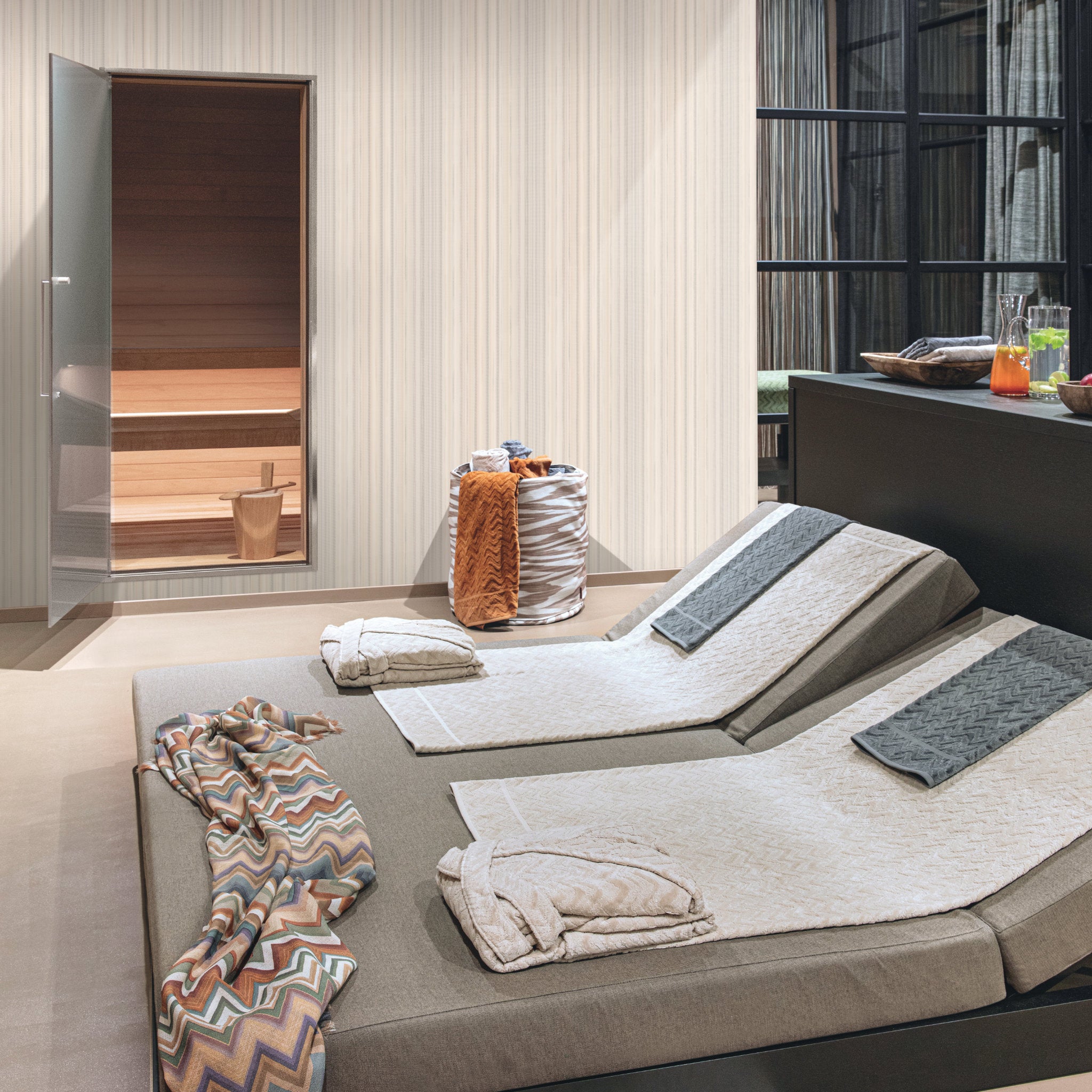 Luxury Designer Striped Sunset Wallpaper by Missoni