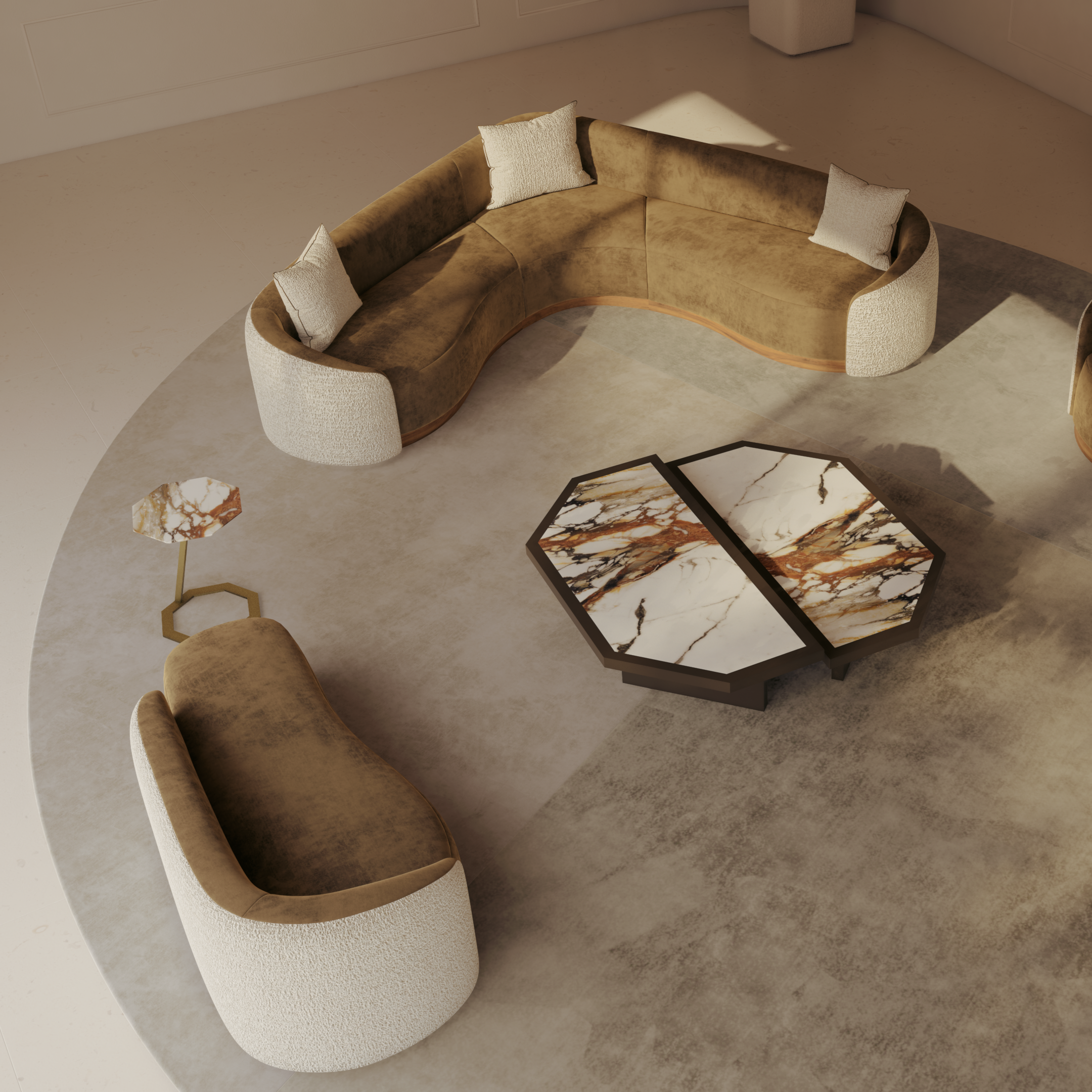 Hug corner sofa with curved corner detail - Peter Staunton Design Studio
