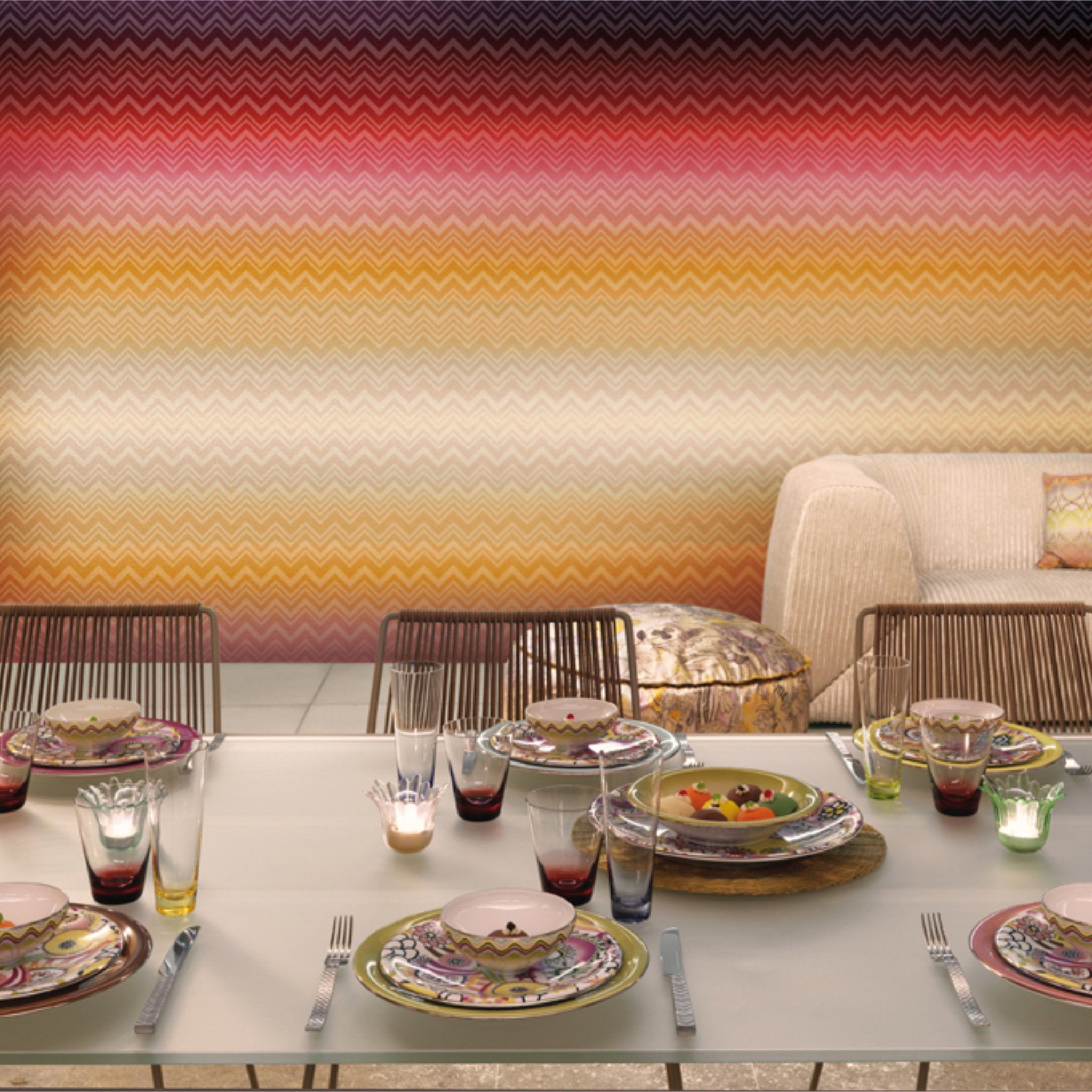 Zig Zag Sfumate Luxury Designer Wallpaper by Missoni