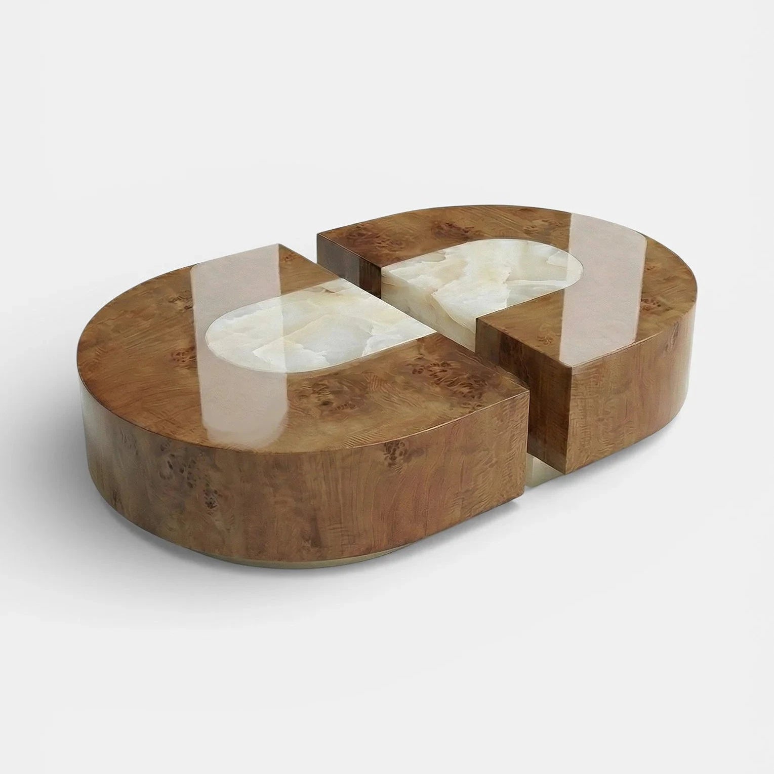 Baci Capsule Burl Wood And White Onyx