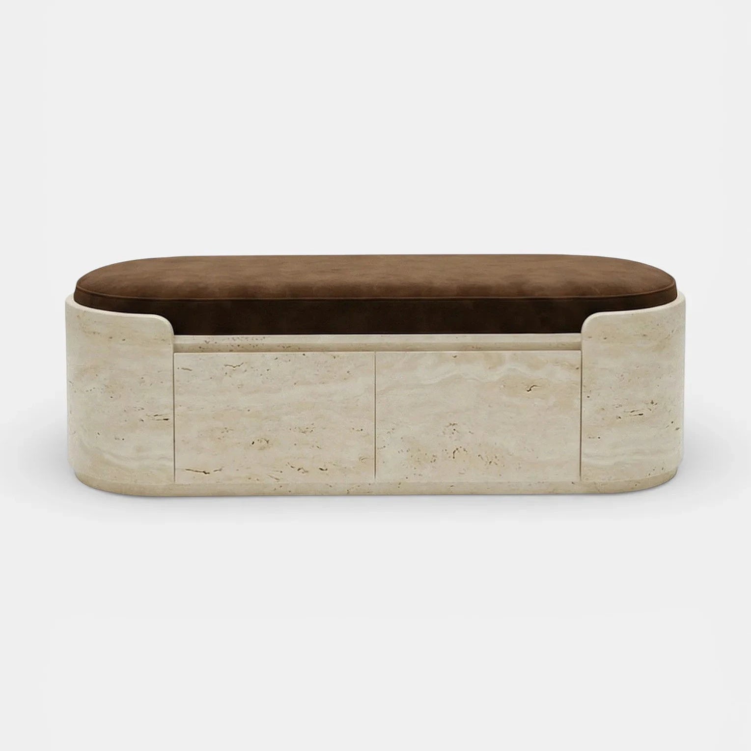 Chloé Storage Travertine Bench