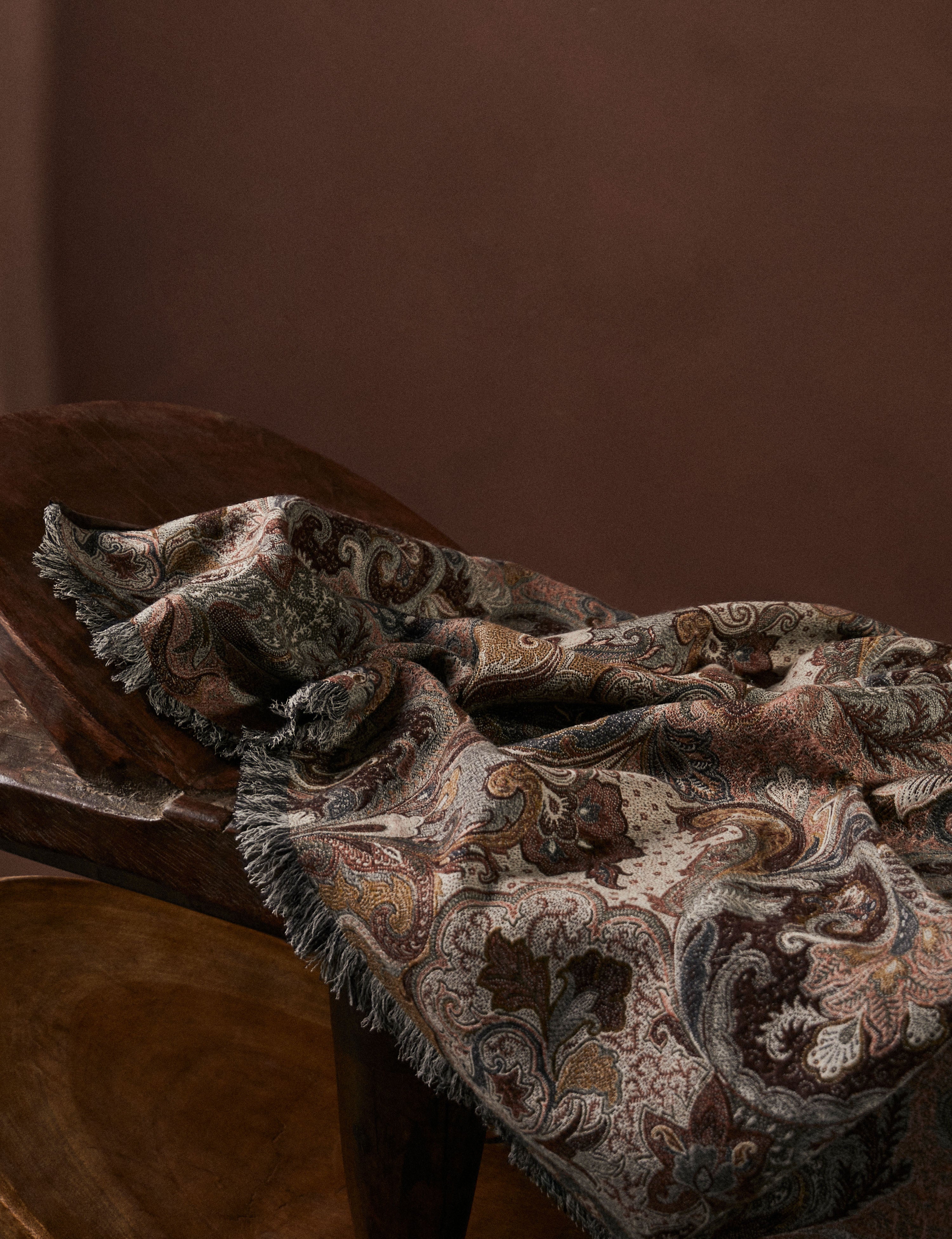 ELIZABETH THROW WITH FRINGE & SUEDE EDGE - PHEASANT - Peter Staunton Design Studio