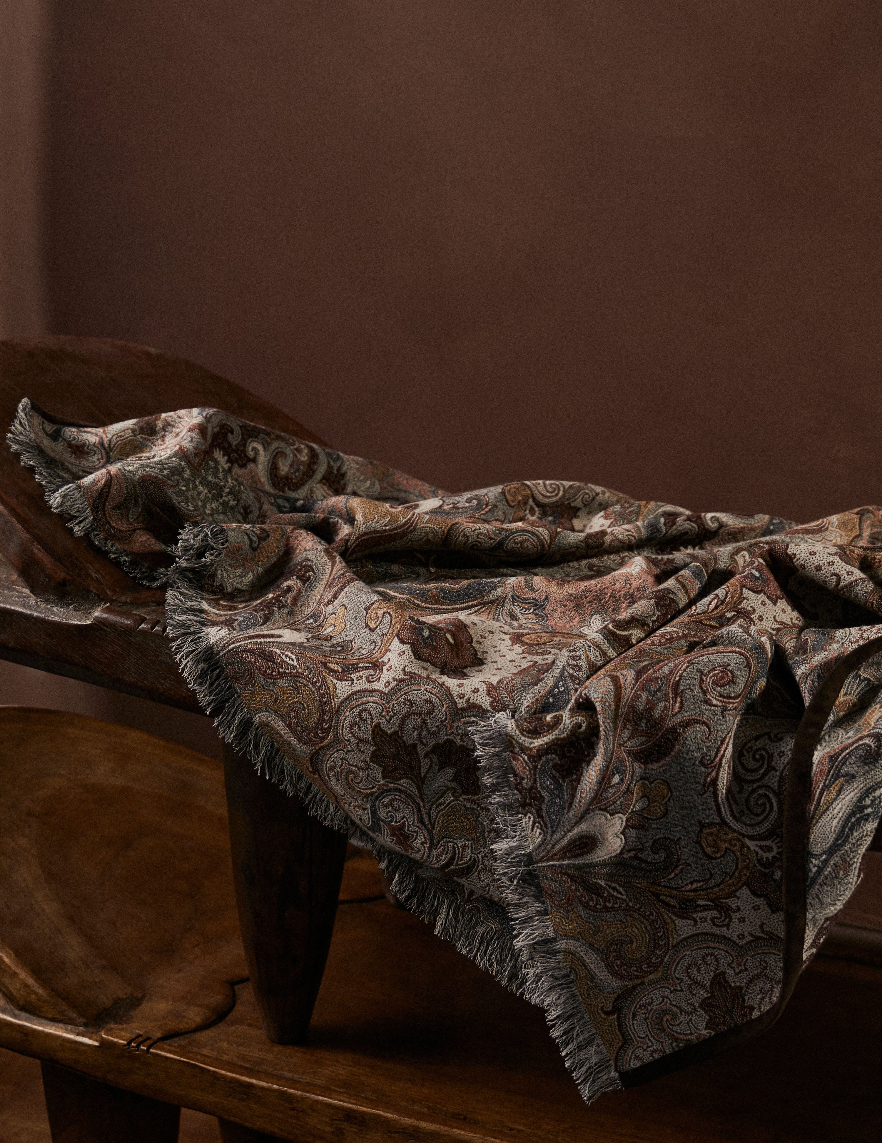 ELIZABETH THROW WITH FRINGE & SUEDE EDGE - PHEASANT - Peter Staunton Design Studio