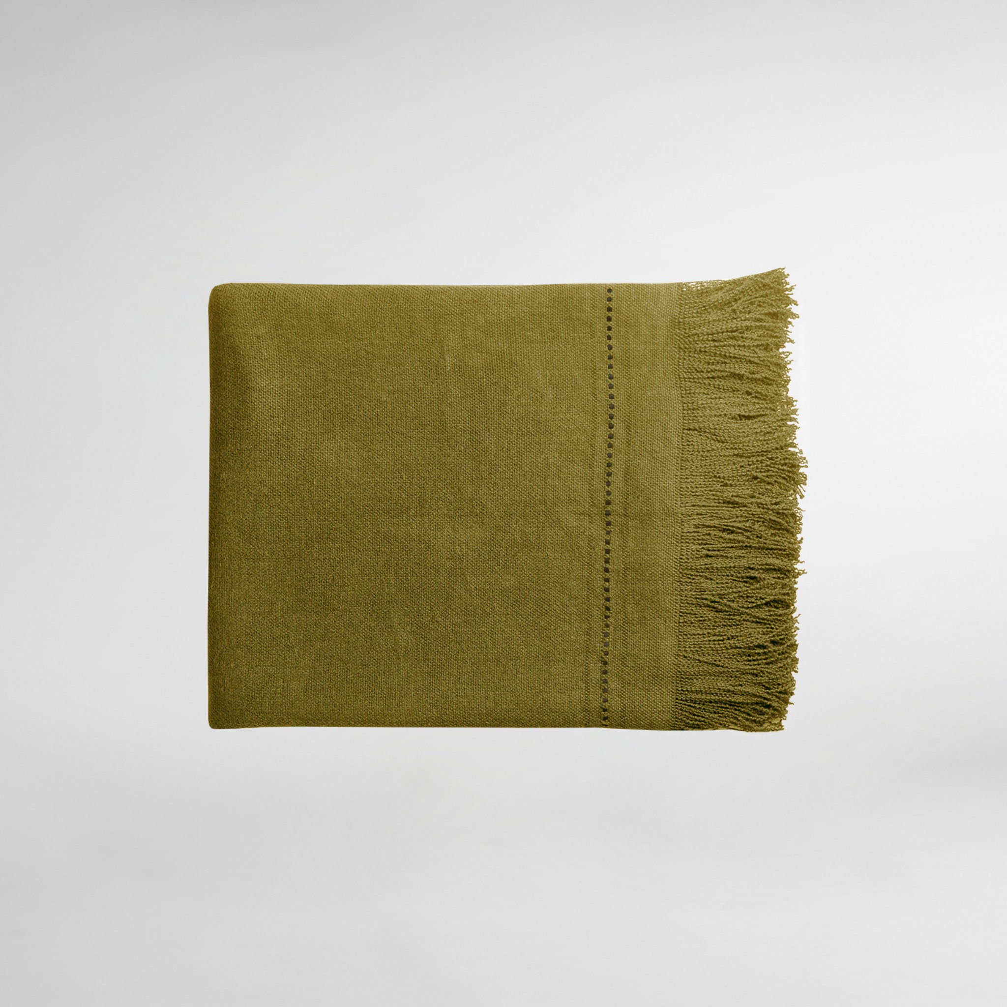 Fox Throw with Fringe and Leather Detail - Reed