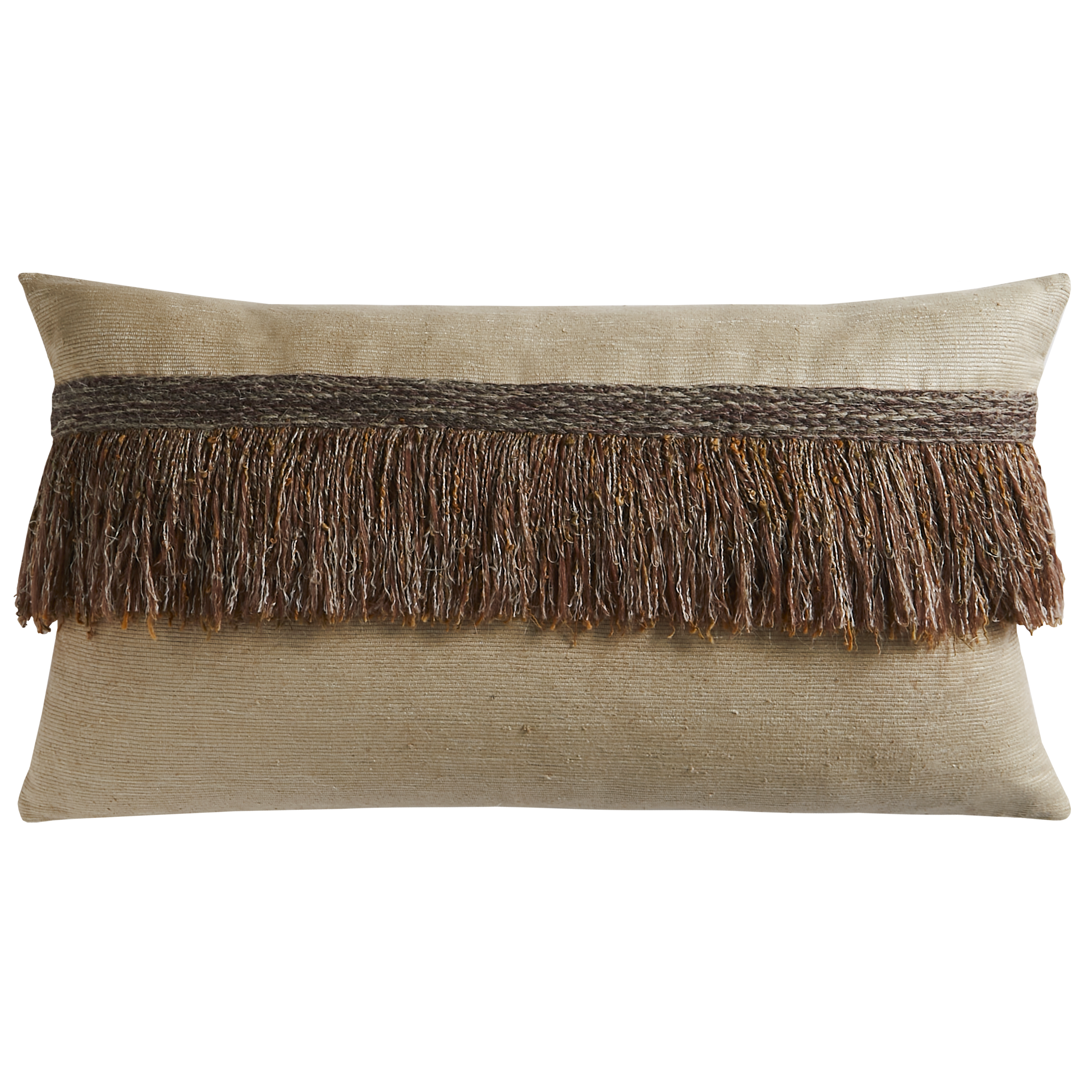 JUNGLE SILK CUSHION WITH TEXTURED FRINGE - COCONUT - Peter Staunton Design Studio