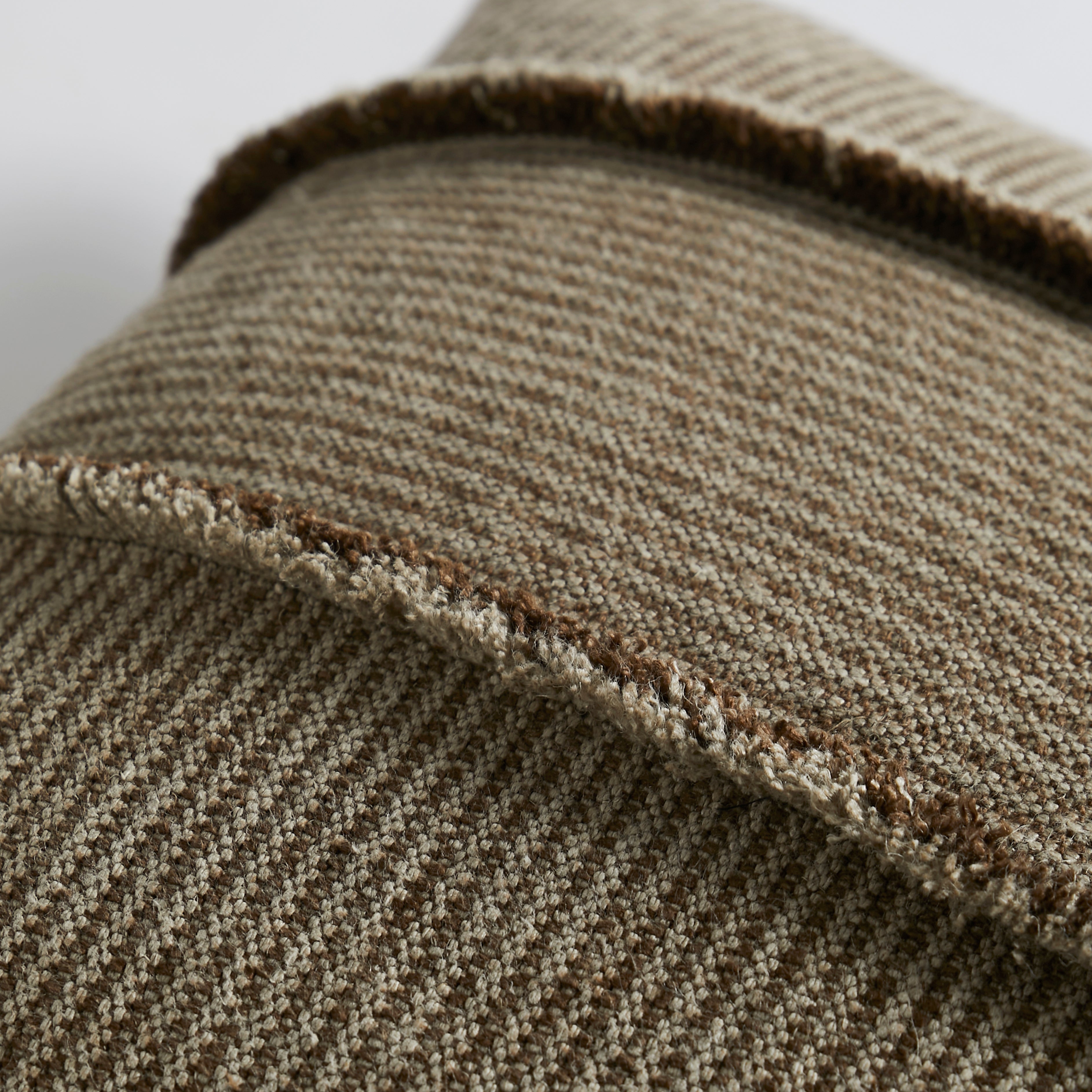 SALOPETTE CUSHION WITH FRINGED PANELS - KHAKI - Peter Staunton Design Studio