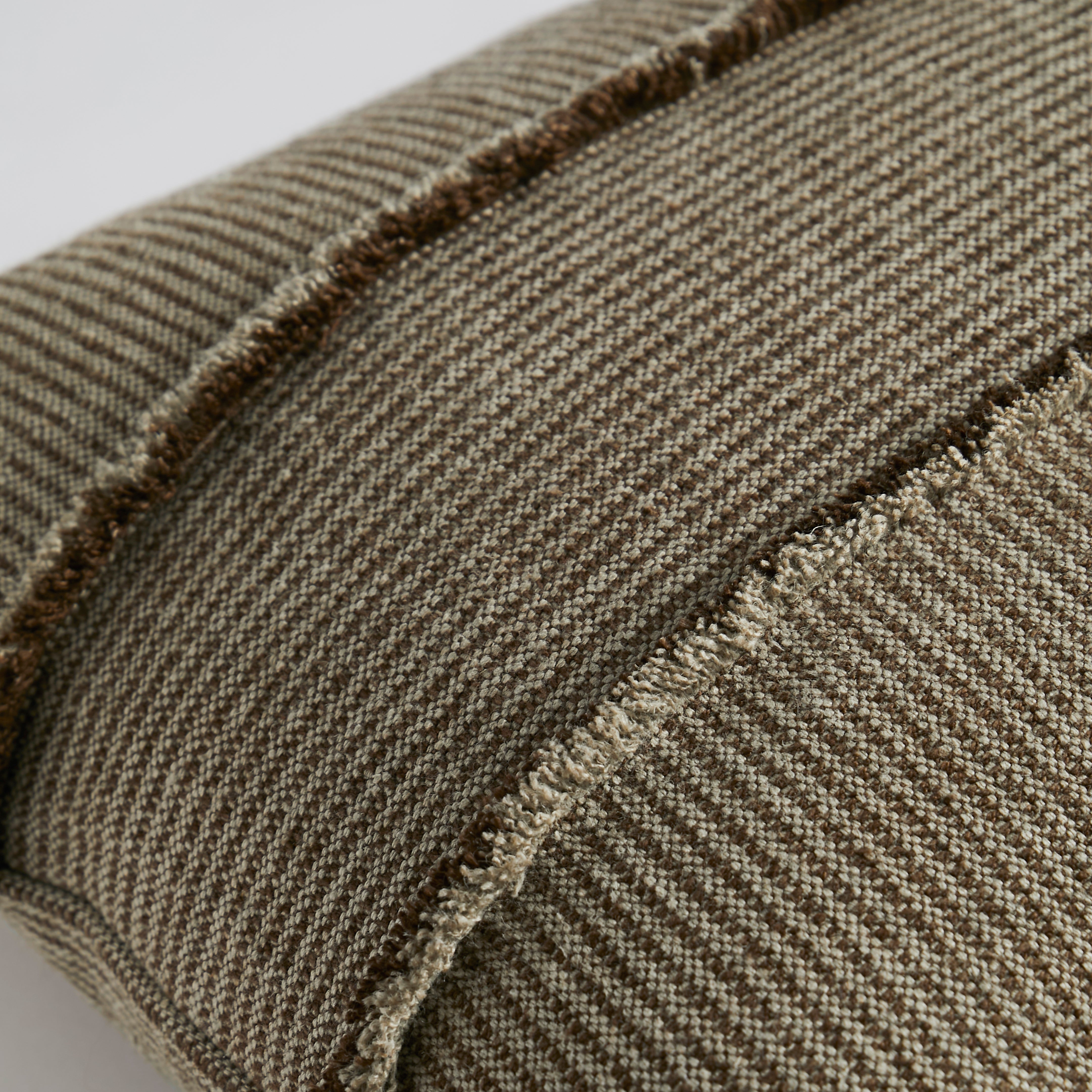 SALOPETTE CUSHION WITH FRINGED PANELS - KHAKI - Peter Staunton Design Studio