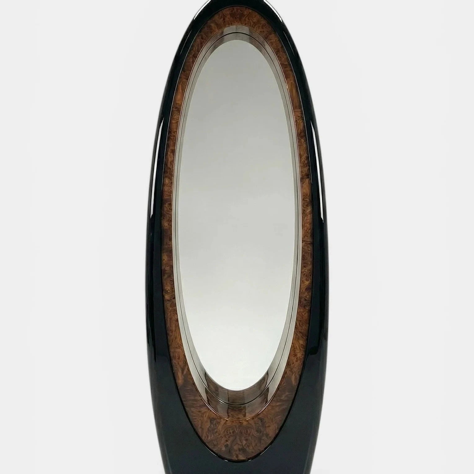 Harch Black And Burl Wood Mirror