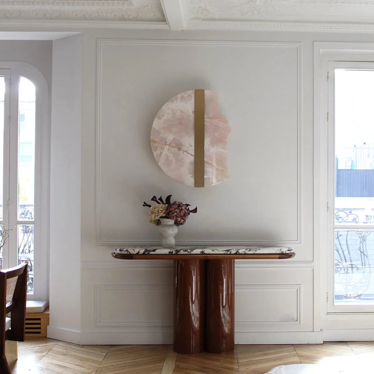 Ida Wood And Calacatta Viola Marble Console