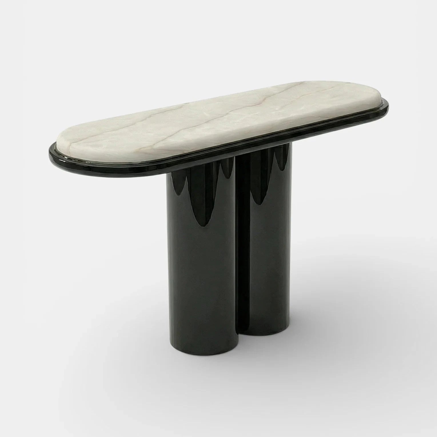 Ida Black Lacquered And Ivory Onyx Console