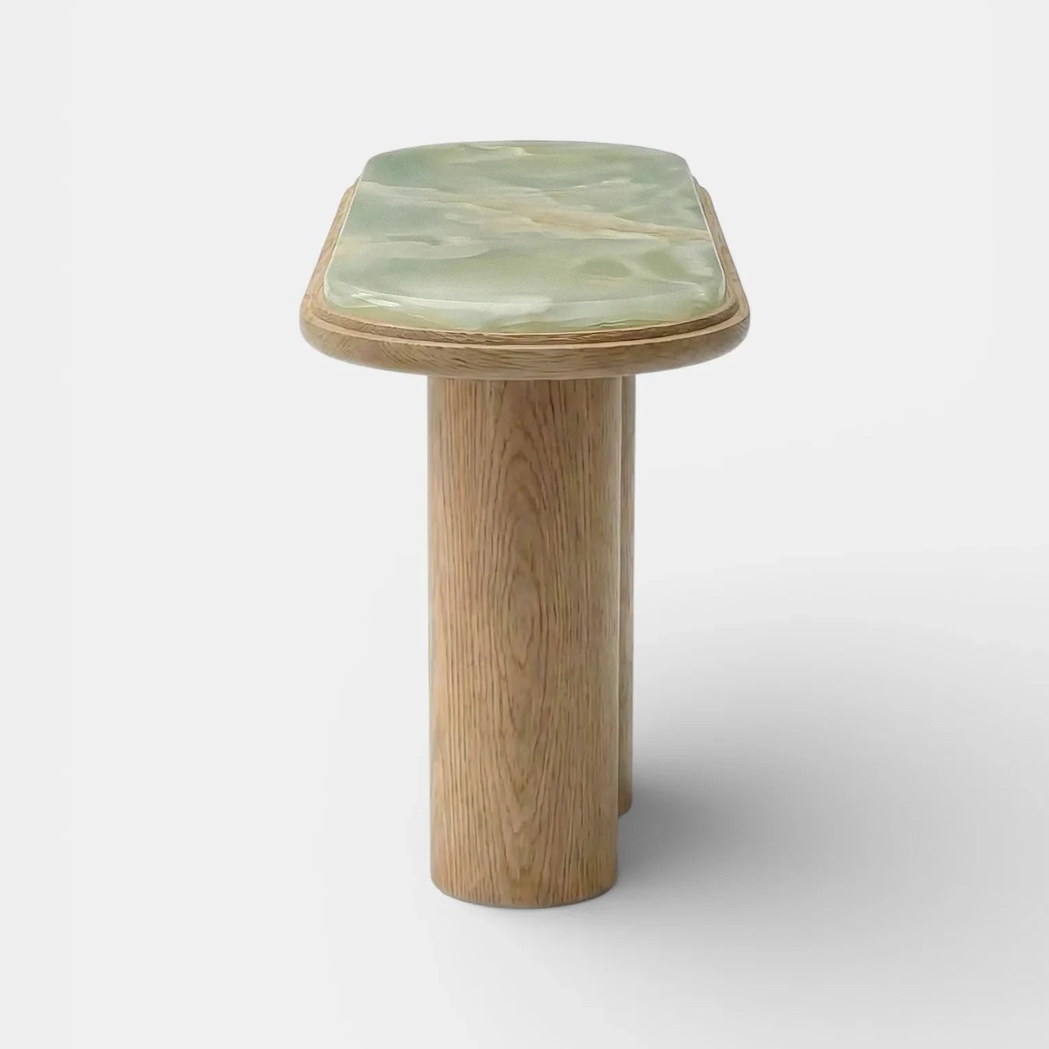 Ida Oak And Green Onyx Console