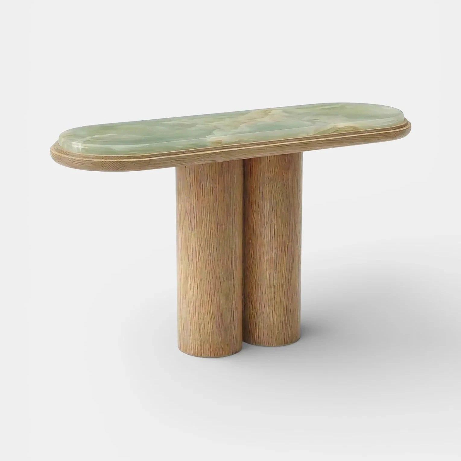 Ida Oak And Green Onyx Console