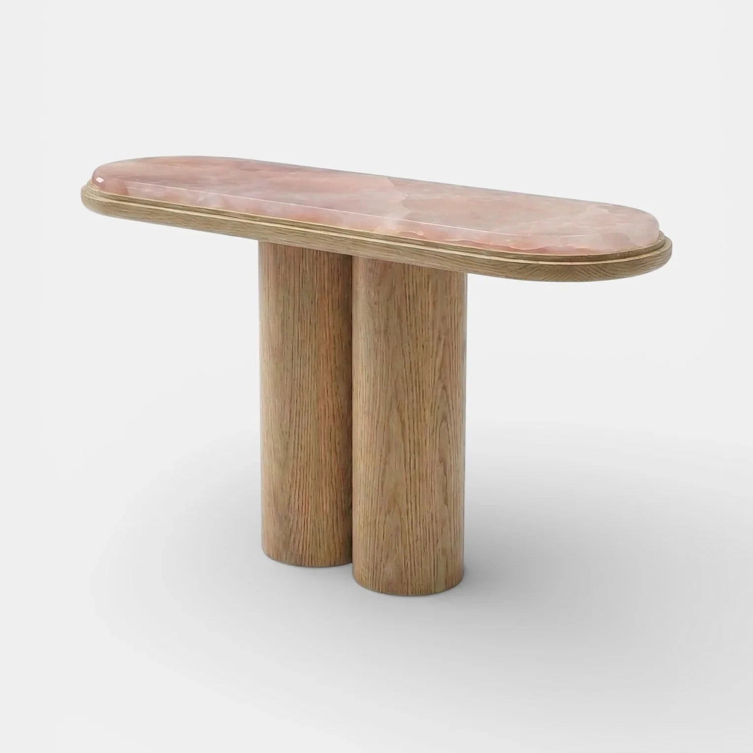 Ida Oak And Pink Onyx Console