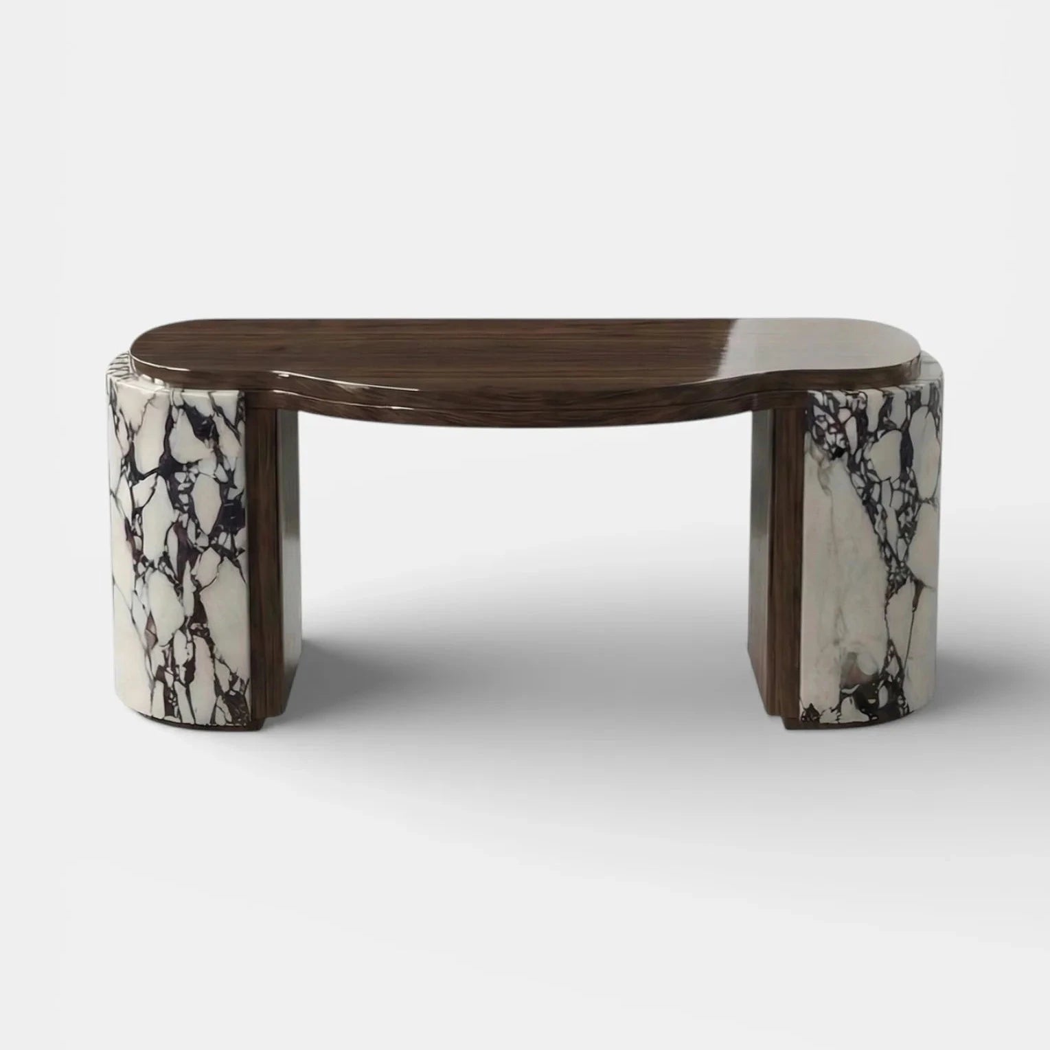 Moka Calacatta Viola And Wood Desk