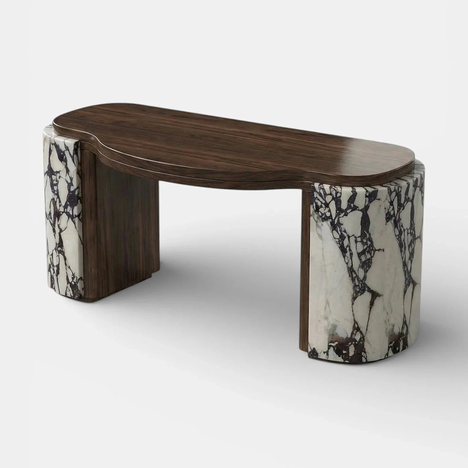 Moka Calacatta Viola And Wood Desk