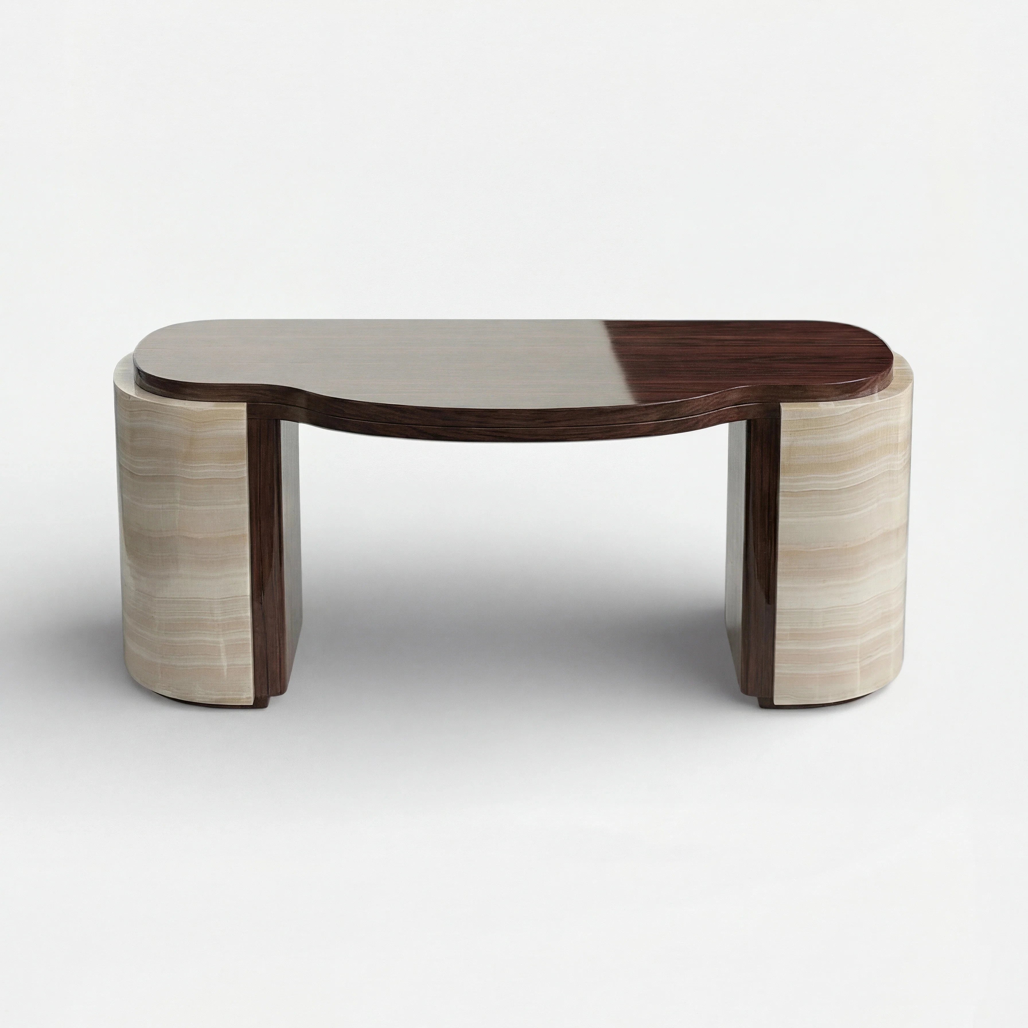Moka Ivory Onyx And Wood Desk