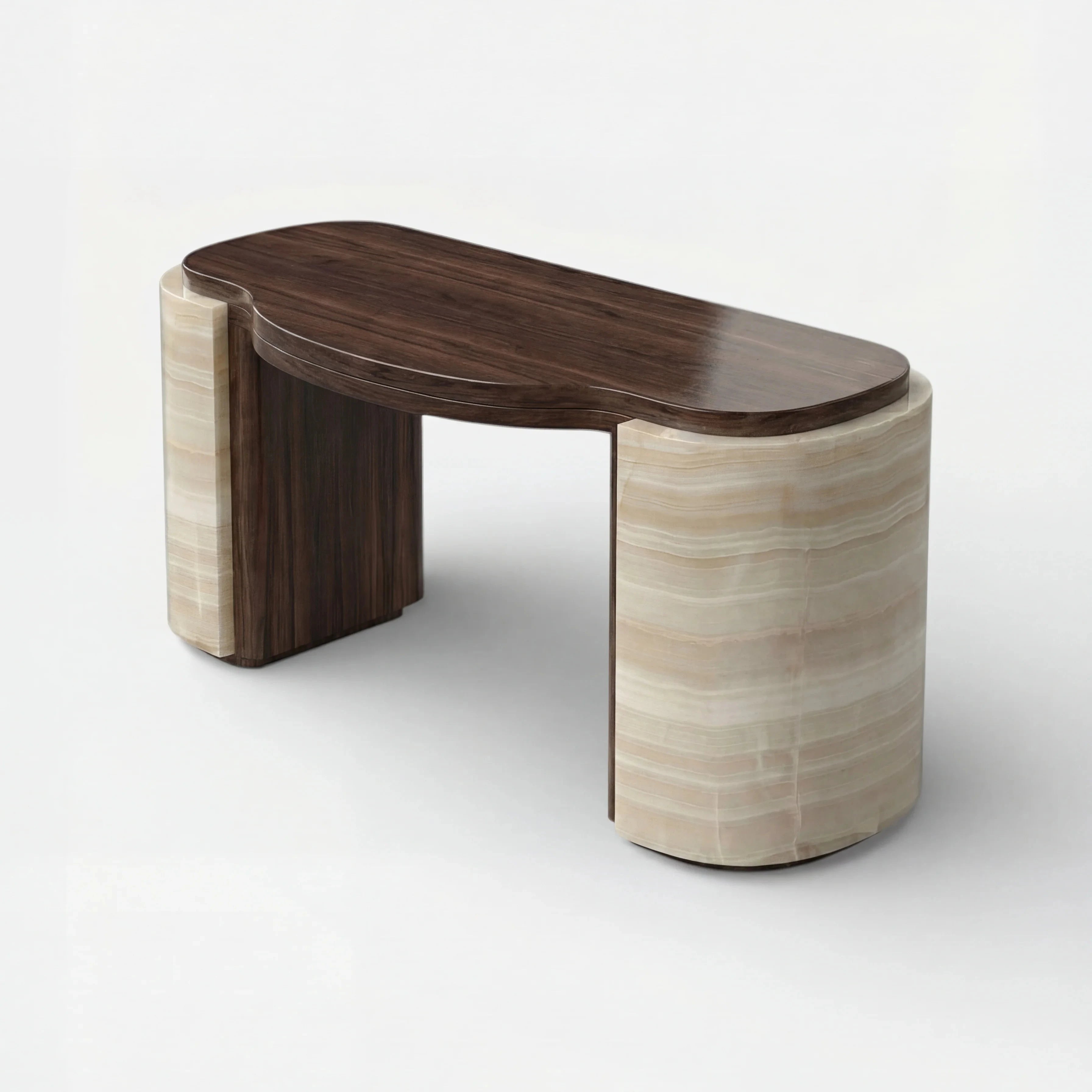 Moka Ivory Onyx And Wood Desk