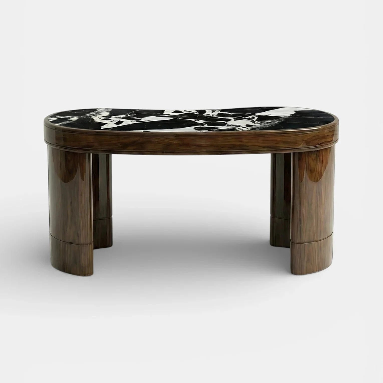 Nicola Glossy Wood And Grand Antique Marble Desk