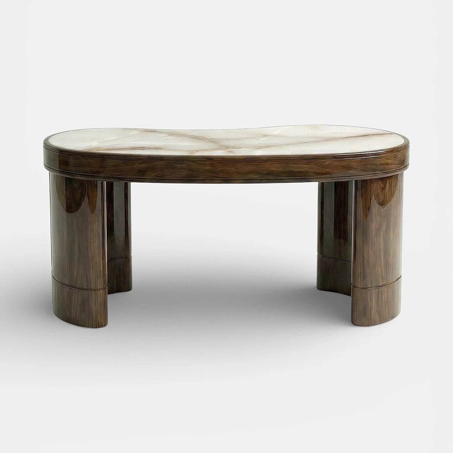 Nicola Glossy Wood And Shell Onyx Desk