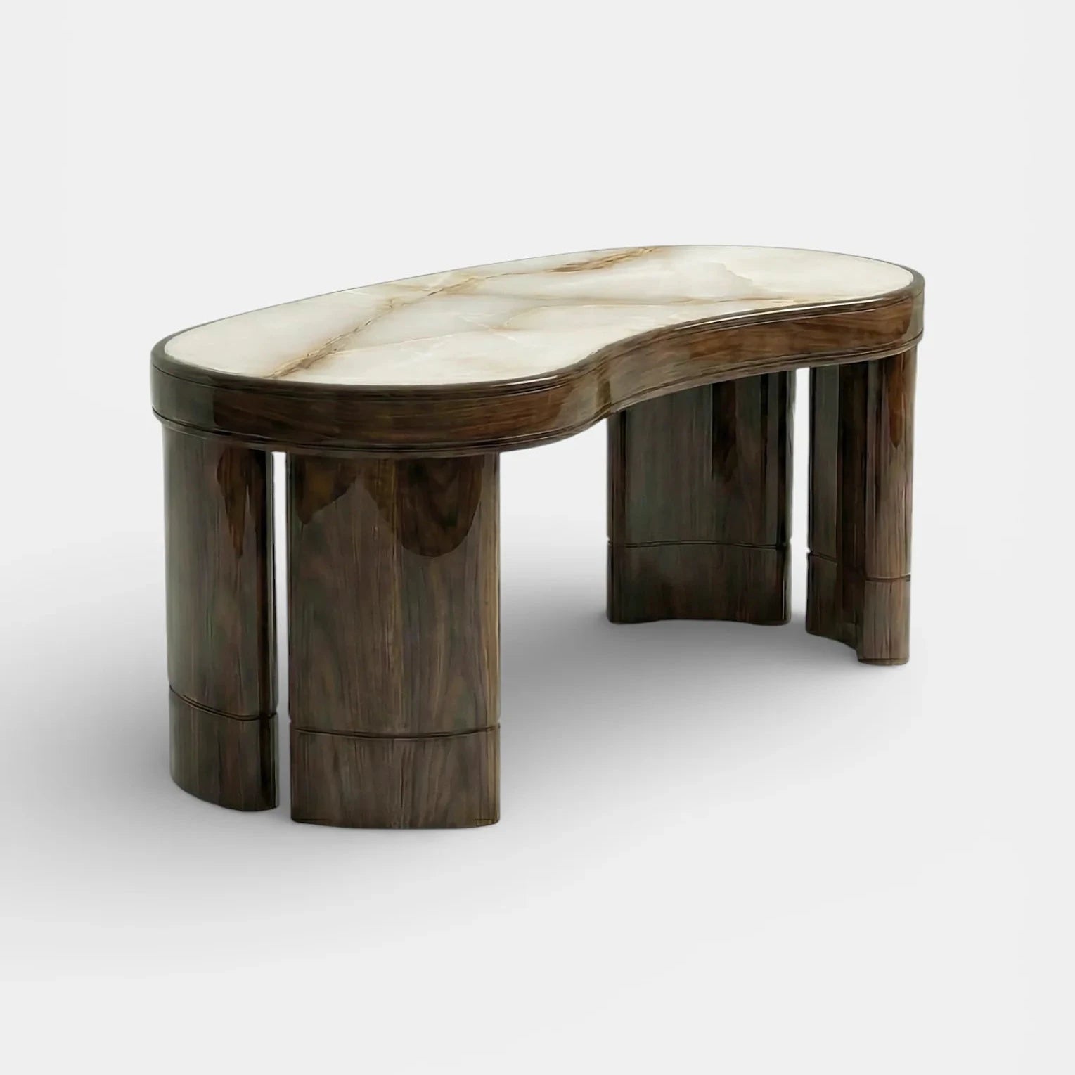 Nicola Glossy Wood And Shell Onyx Desk
