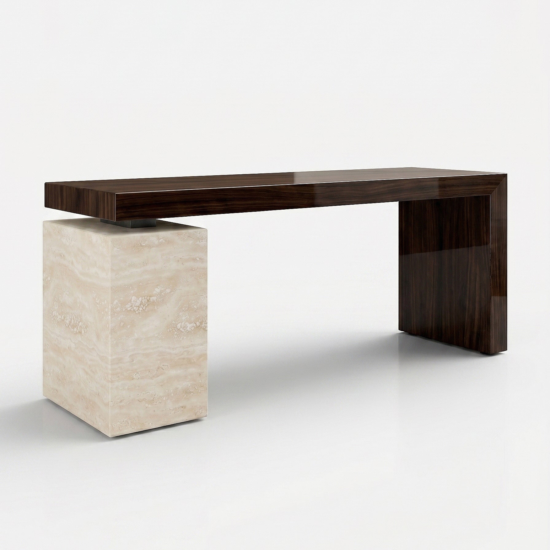 Nina Wood And Travertine Desk