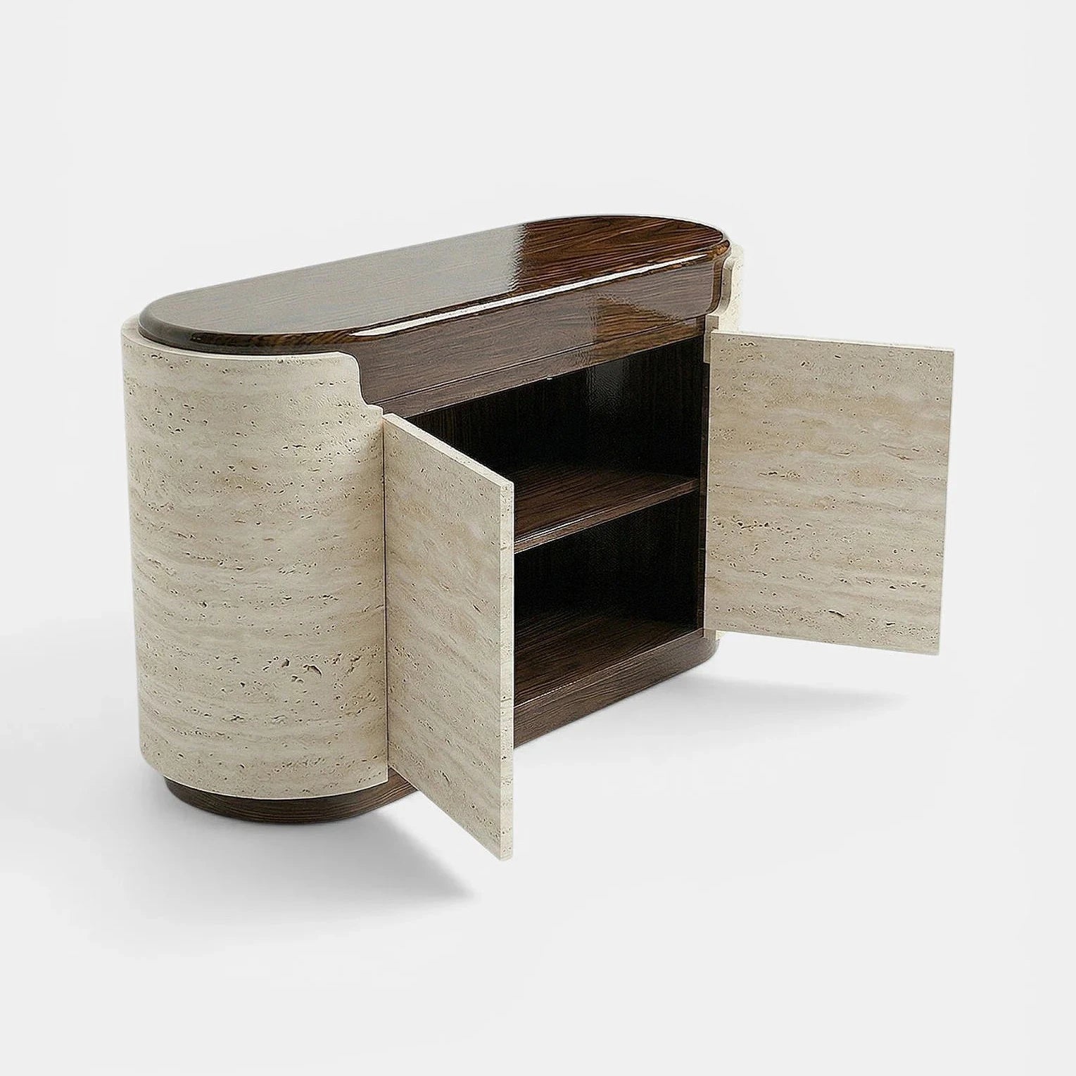 Nori Storage Wood And Travertine