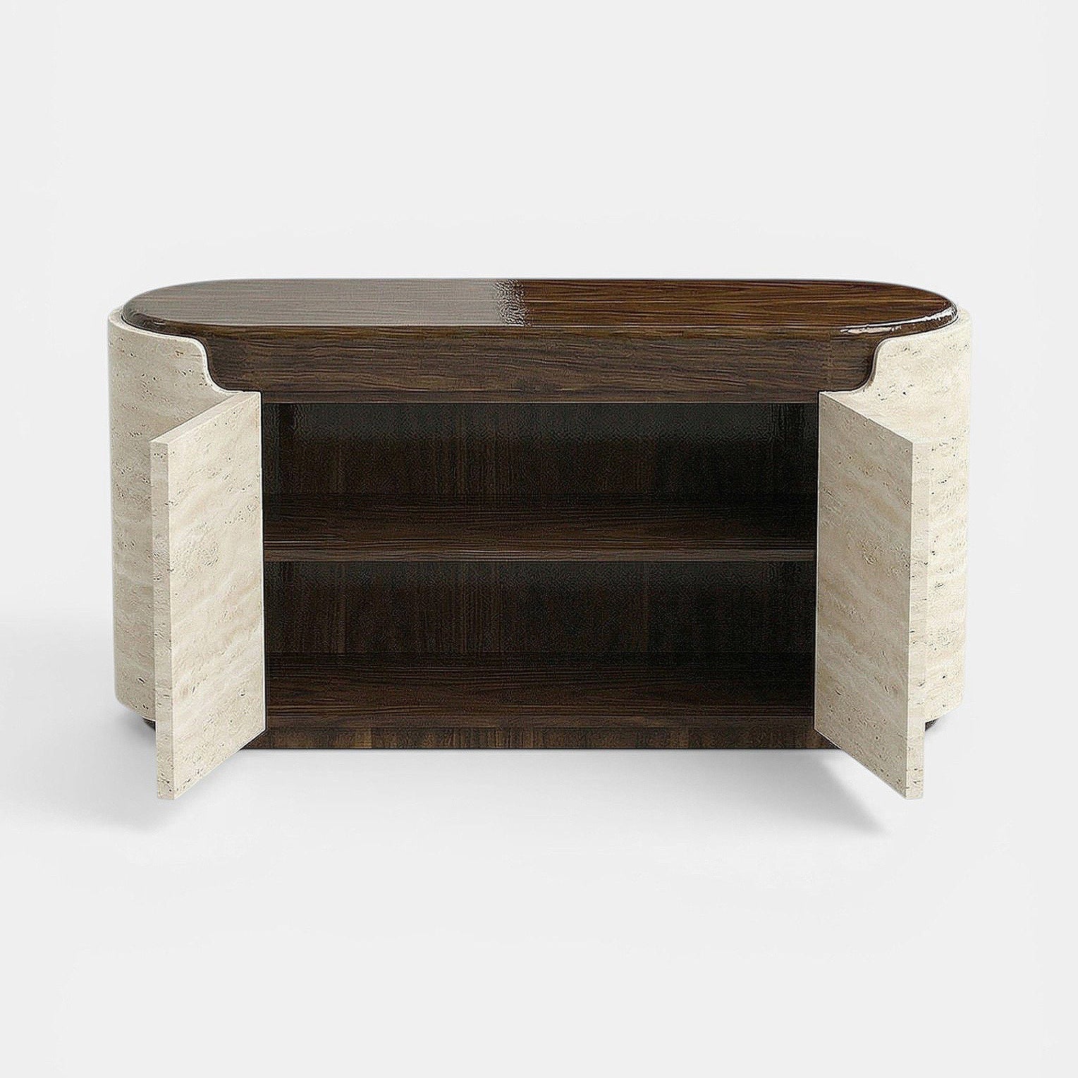 Nori Storage Wood And Travertine