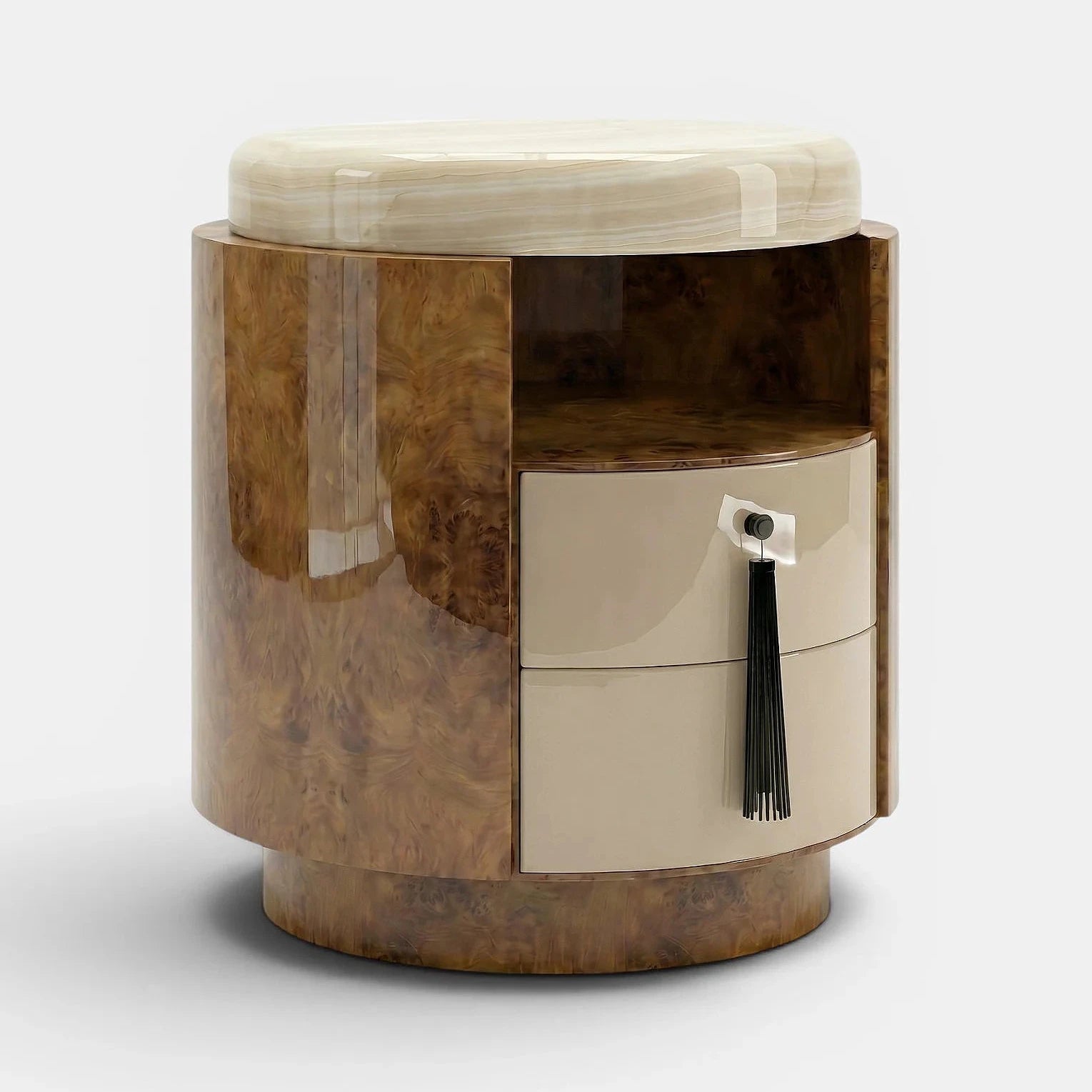 Pompon Burl Wood Honey Off-White And Ivory Onyx