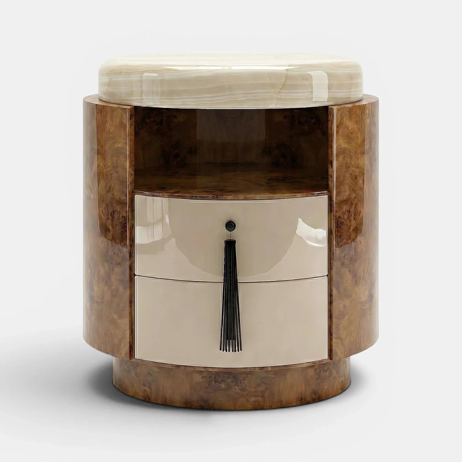 Pompon Burl Wood Honey Off-White And Ivory Onyx