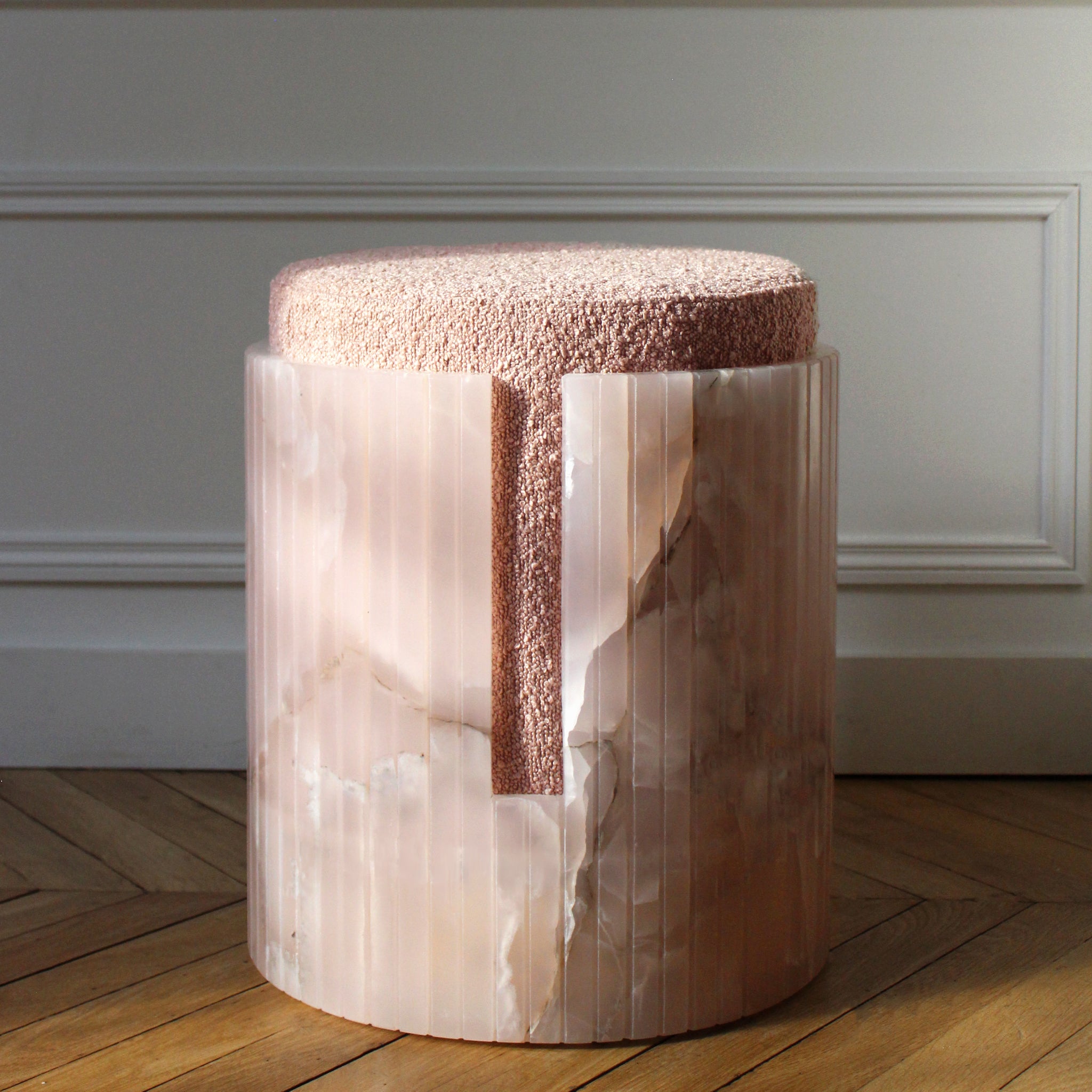 Dolce Pink Onyx Stool