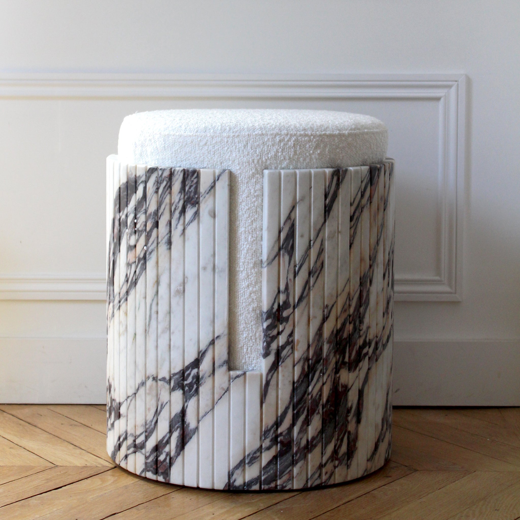 Dolce Calacatta Viola Marble Stool - Peter Staunton Design Studio