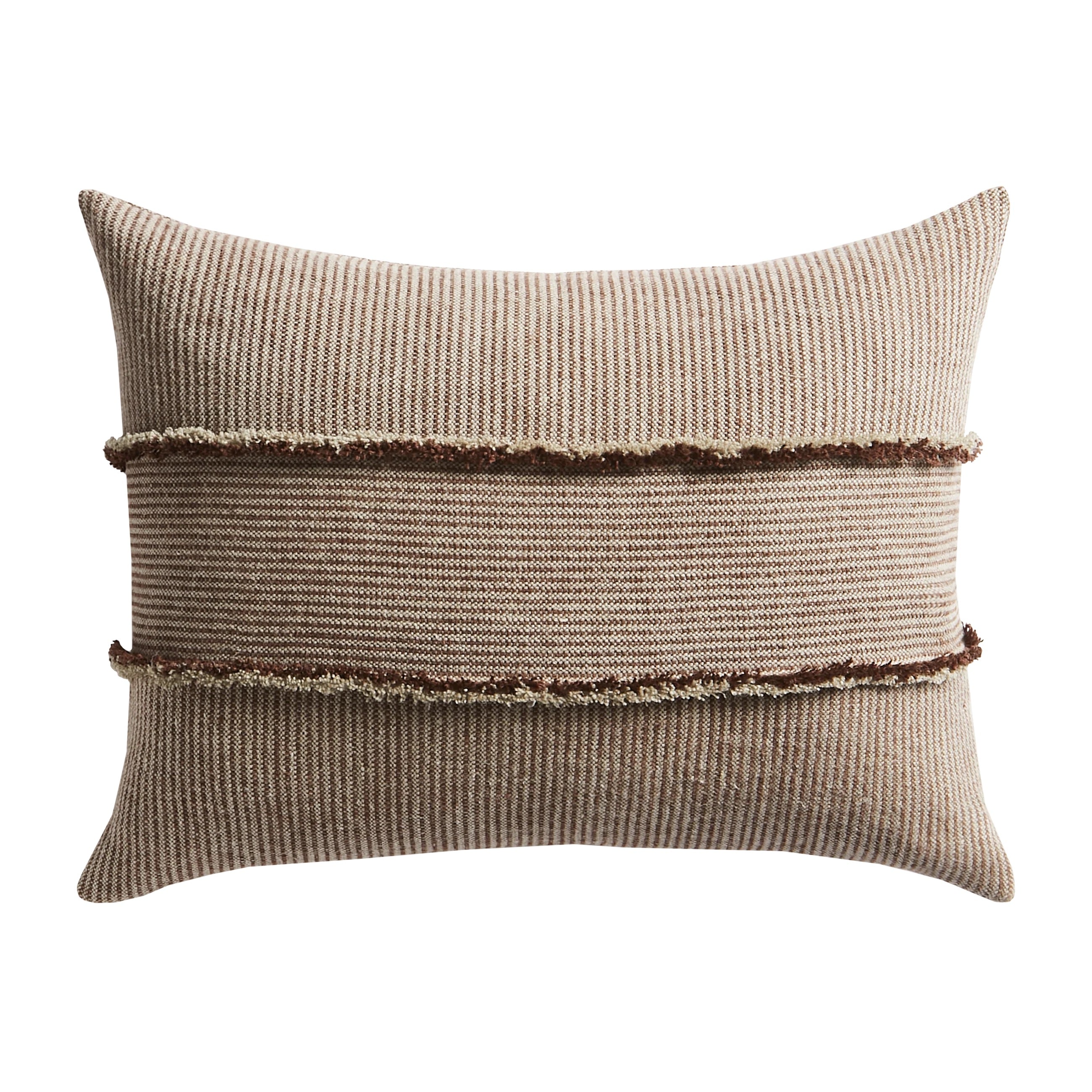 THE SALOPETTE CUSHION WITH FRINGED PANELS - MAROON