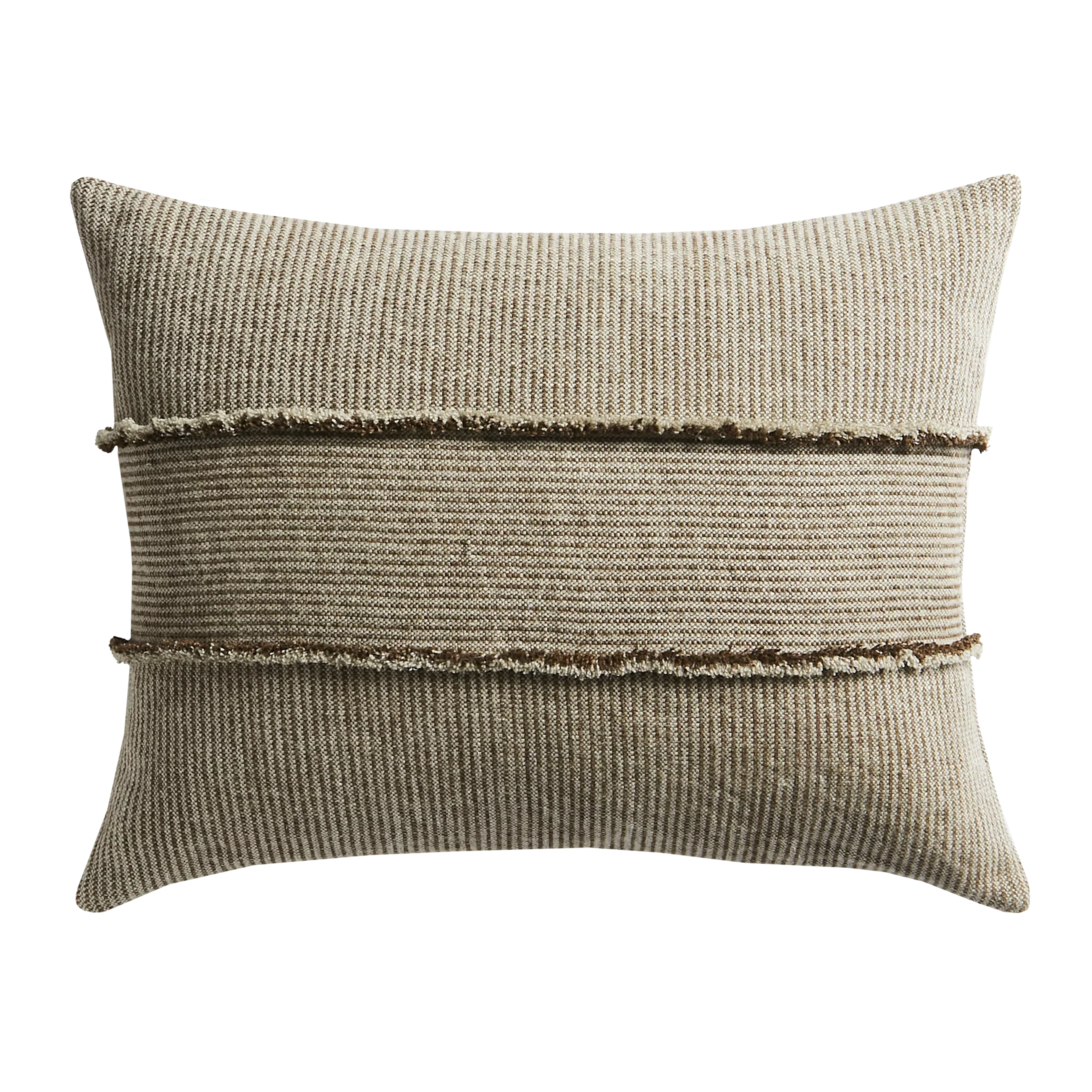 Understated Luxury: The Salopette Cushion with Fringed Panels – Khaki
