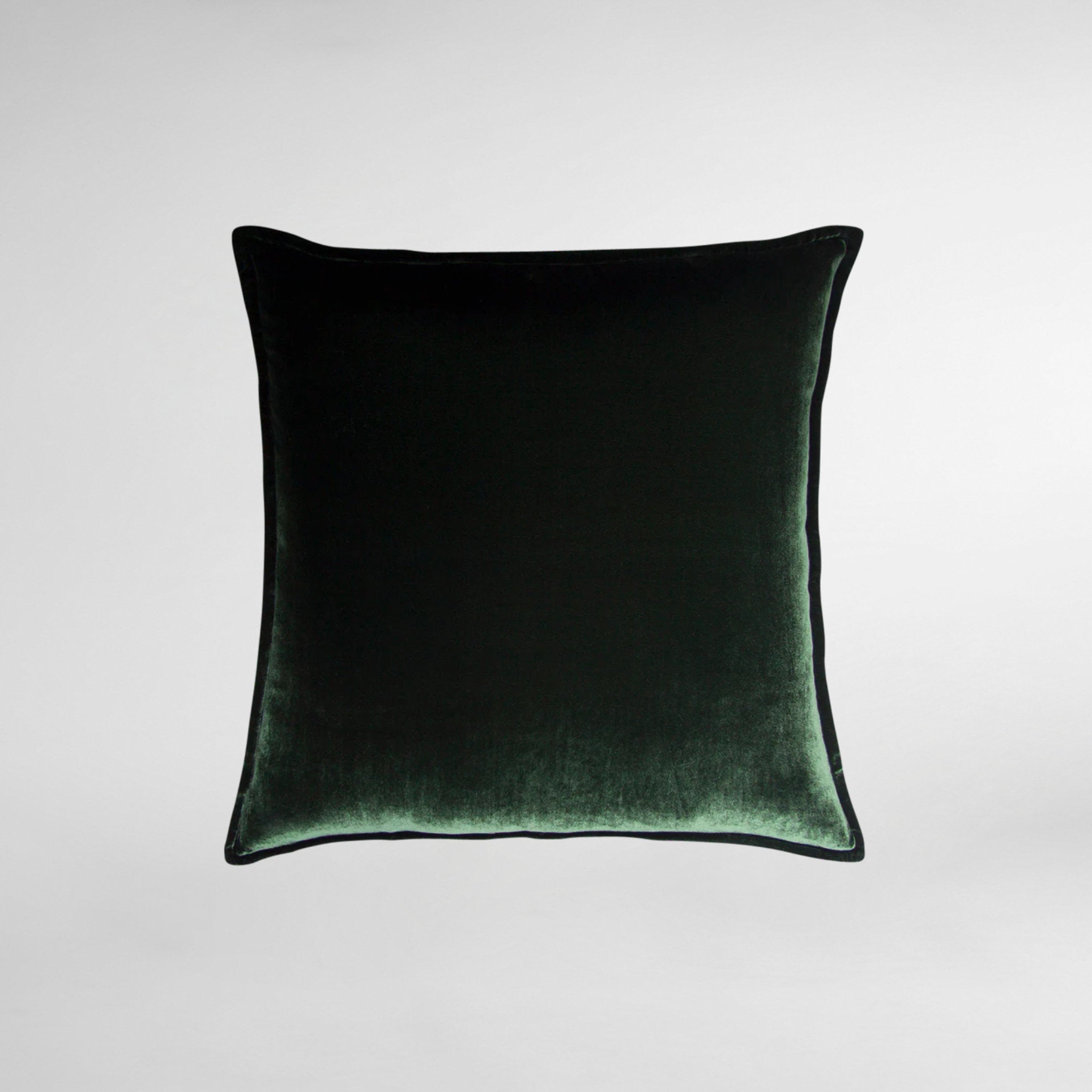 Silk Velvet and Linen Flange Cushion - Green